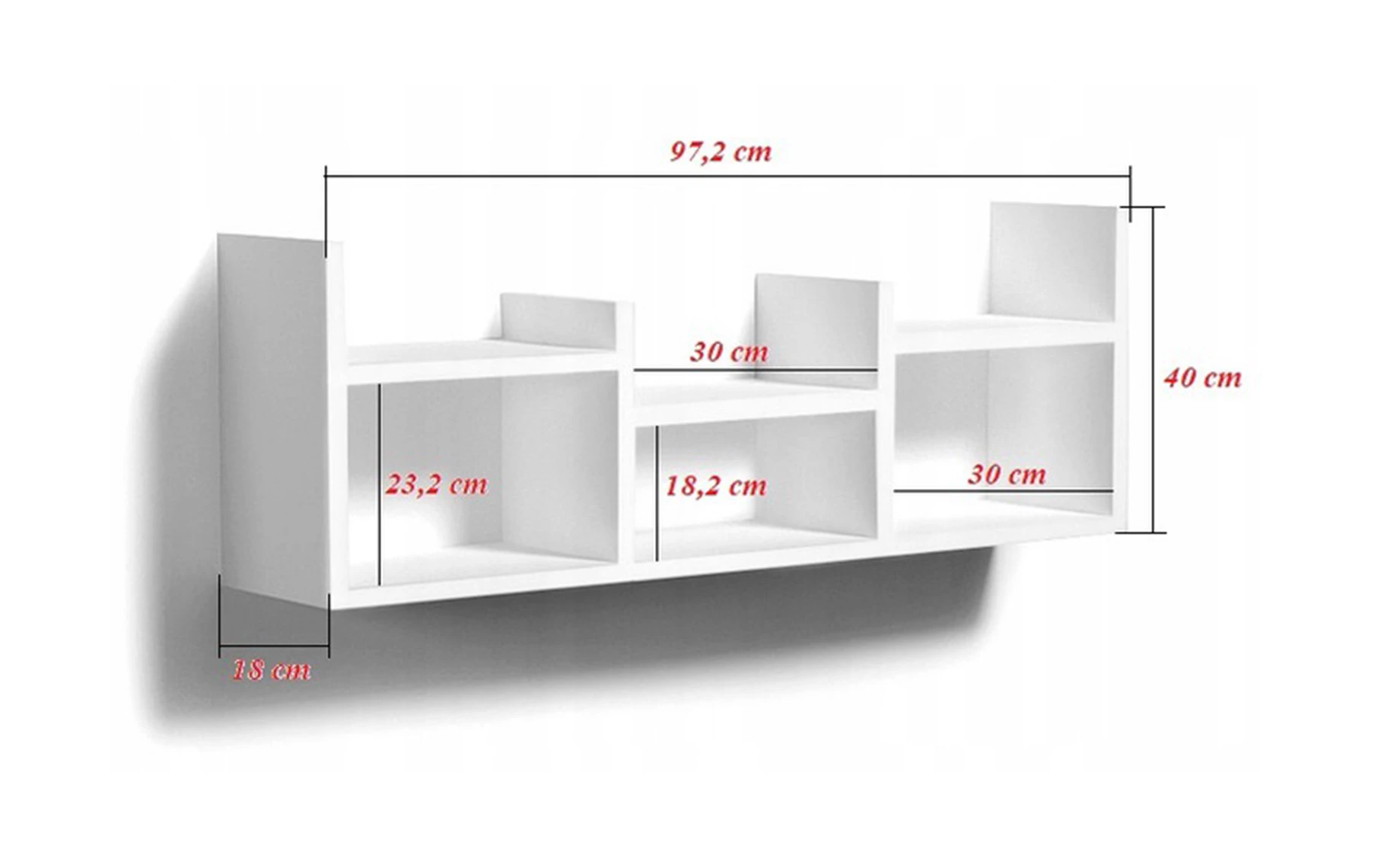 Lea zidna polica 97x18x40 cm bela