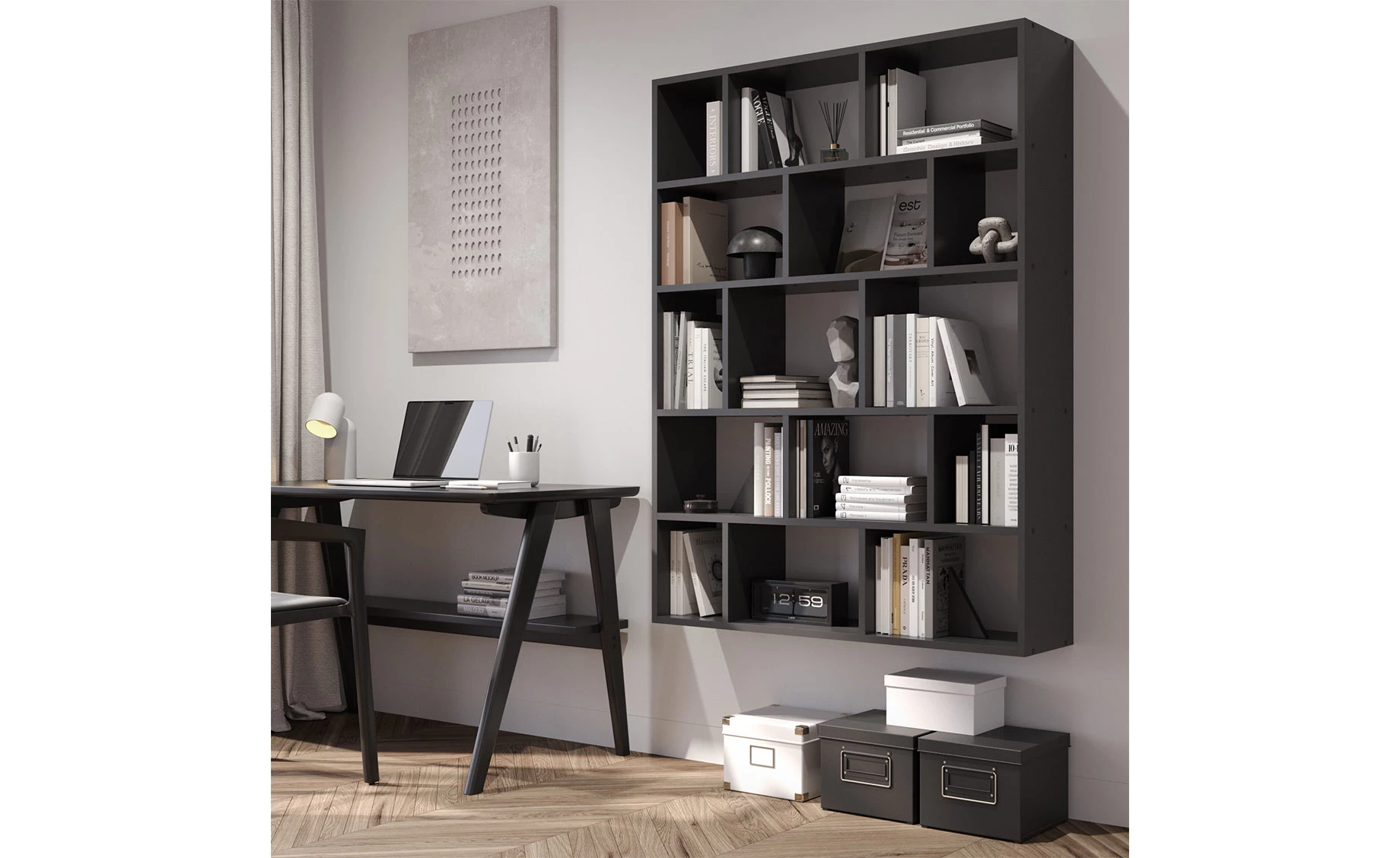 Lea polica 105x18x141 cm crna