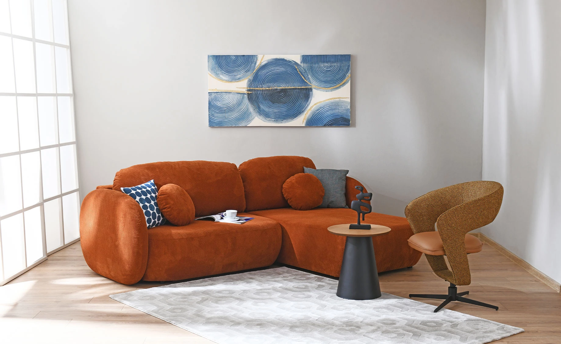 Soli klub sto D85x40 cm natur / čelik