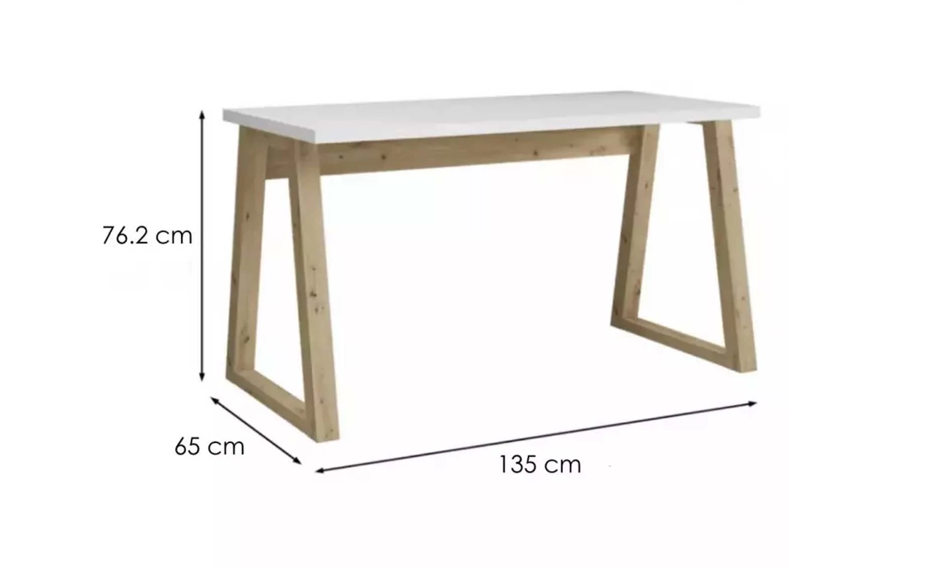 Iga radni sto 135x65x76,2 cm beli natur