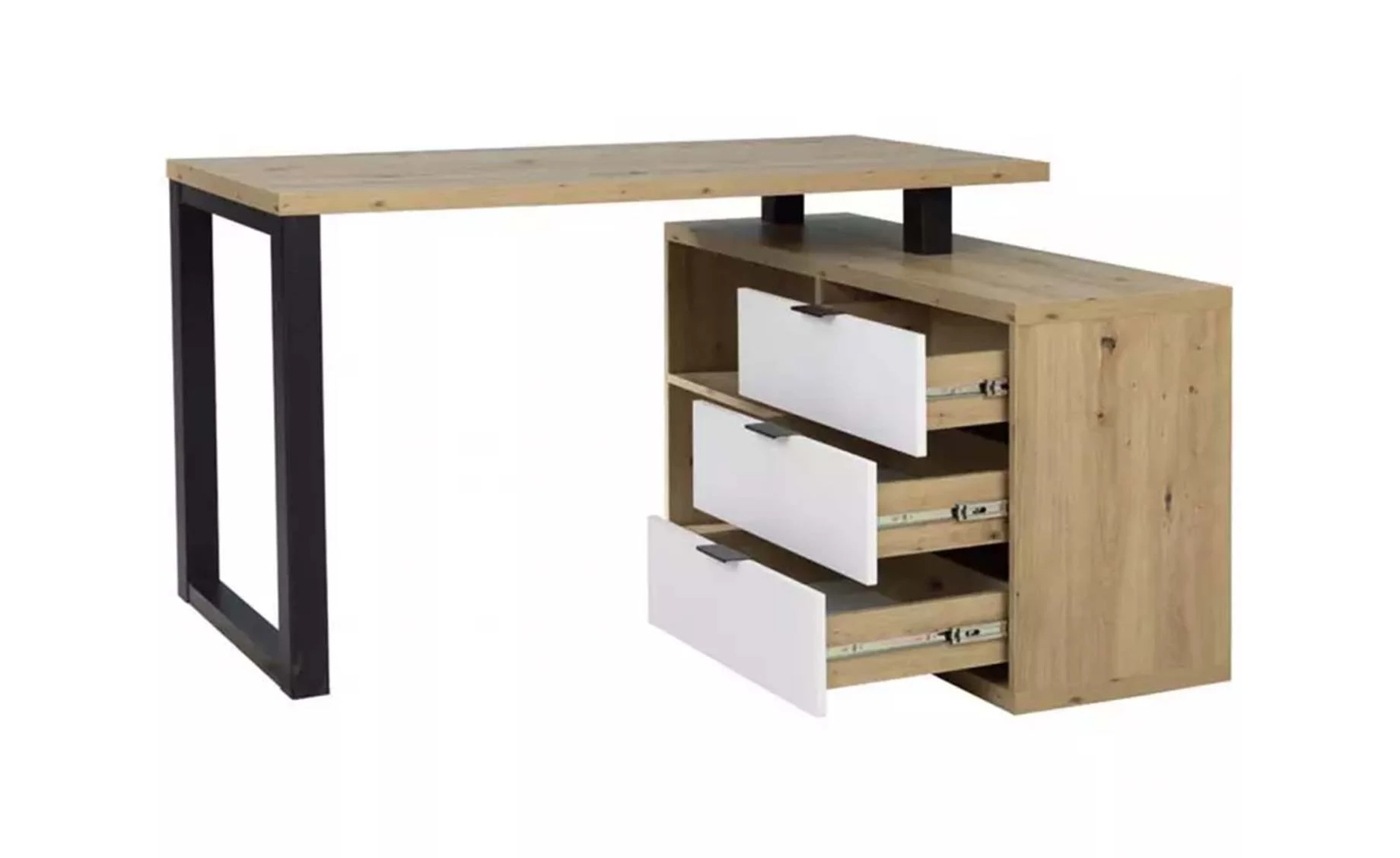 Max ugaoni radni sto 135x115x76,2 cm bela/natur