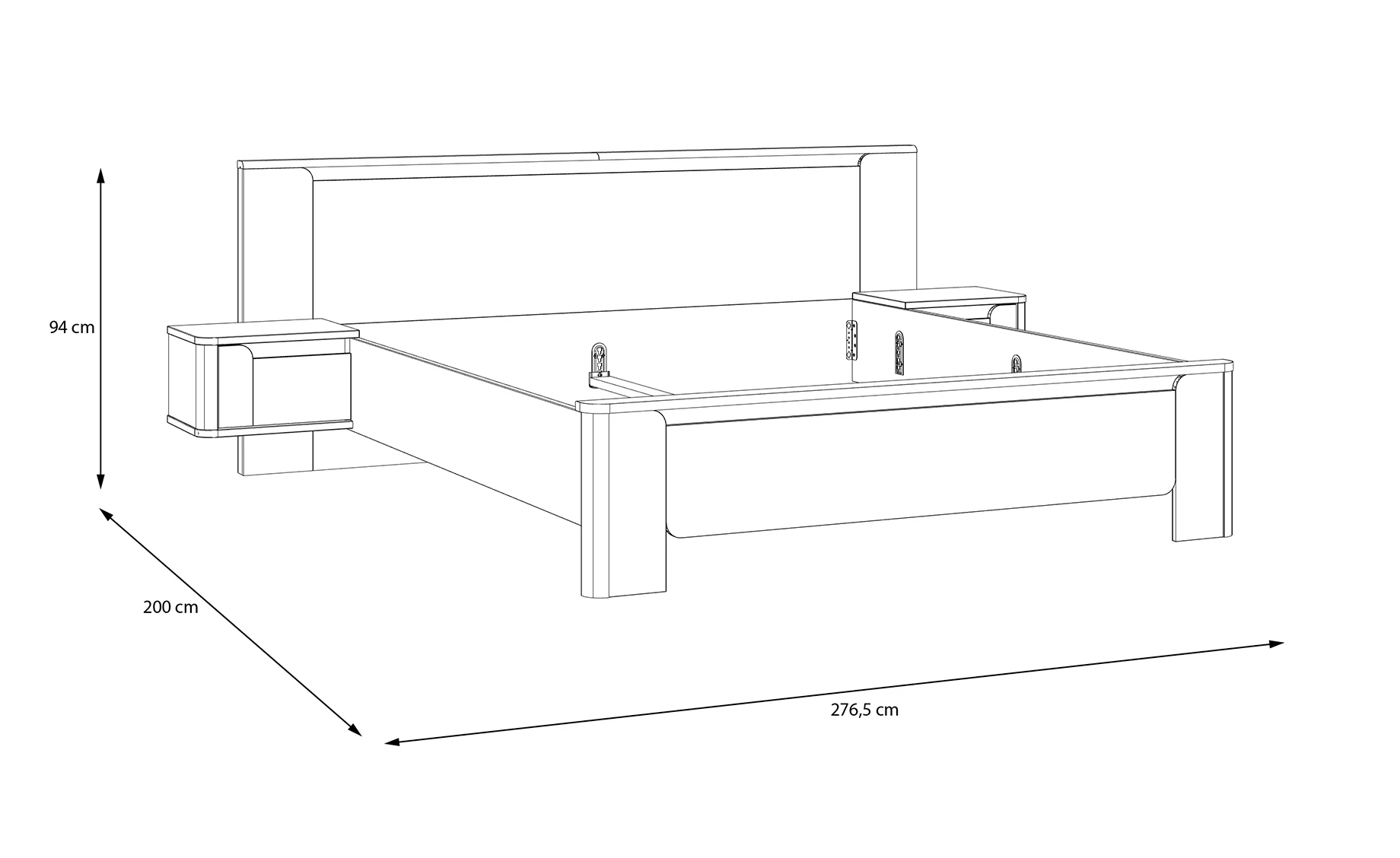 Vodol set krevet+2 noć.ormarića 277x219x94 cm