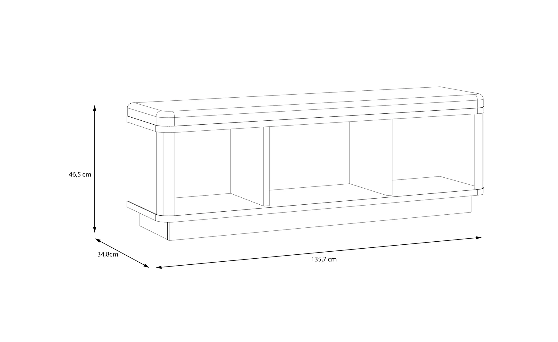 Vodol klupa 3 otvora 136x35x47 cm