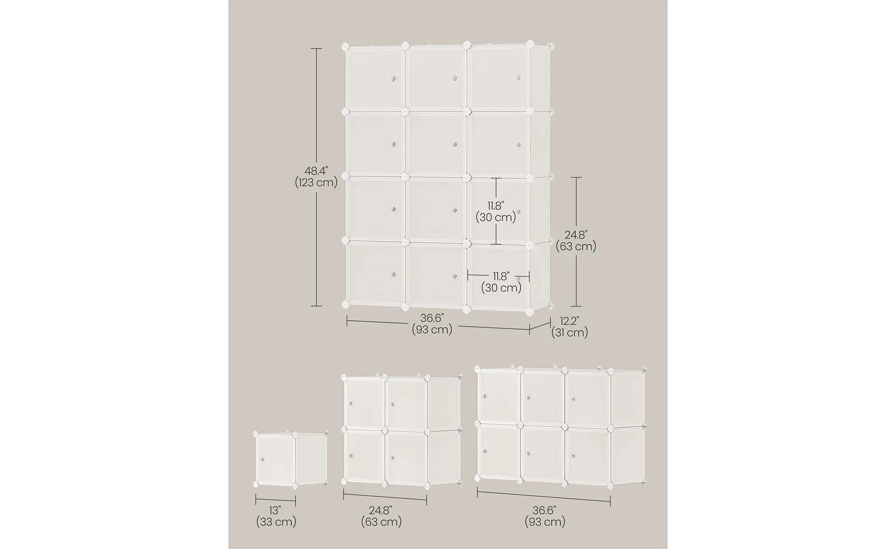 Stalak za odlaganje sa 12 pregrada Nelson 93x31x123cm beli
