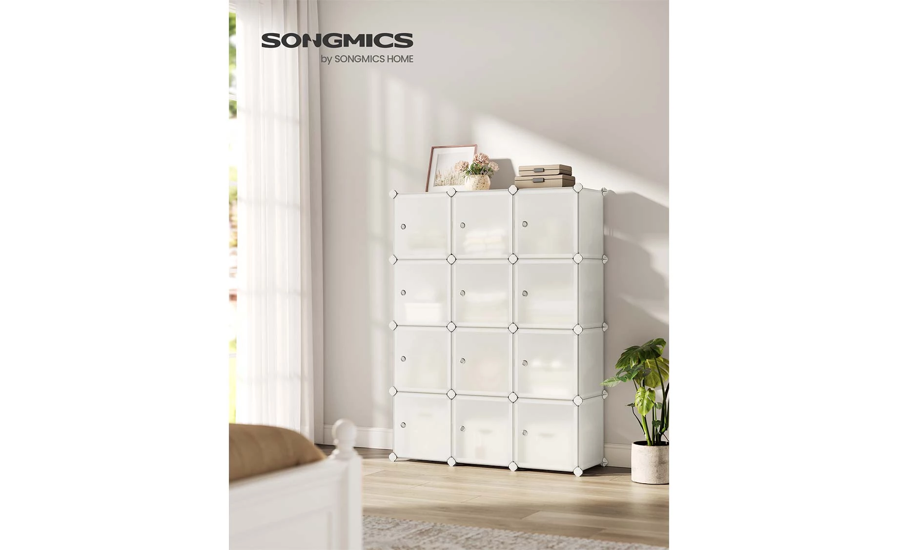 Stalak za odlaganje sa 12 pregrada Nelson 93x31x123cm beli