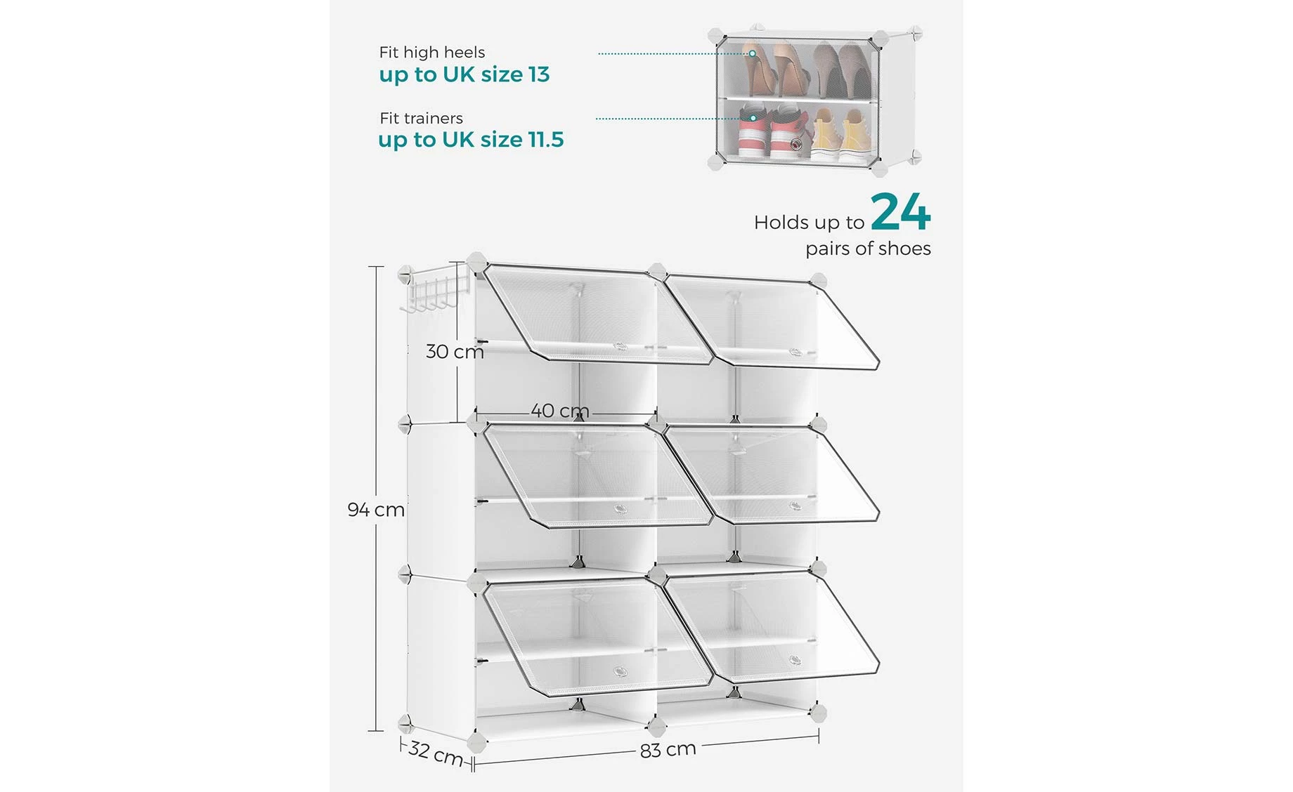 Stalak za odlaganje obuće sa 6 fioka Jon 82x32x92cm beli
