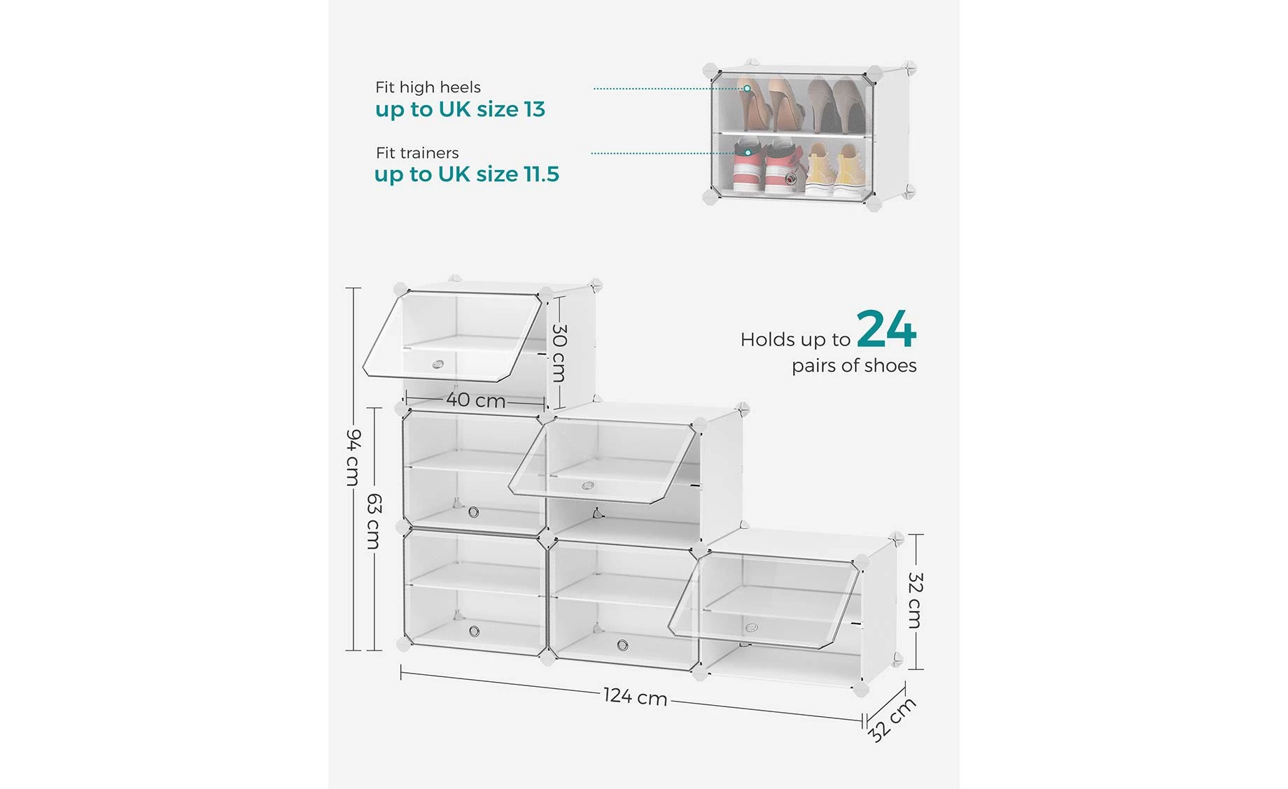 Stalak za odlaganje obuće sa 6 fioka Jon 82x32x92cm beli
