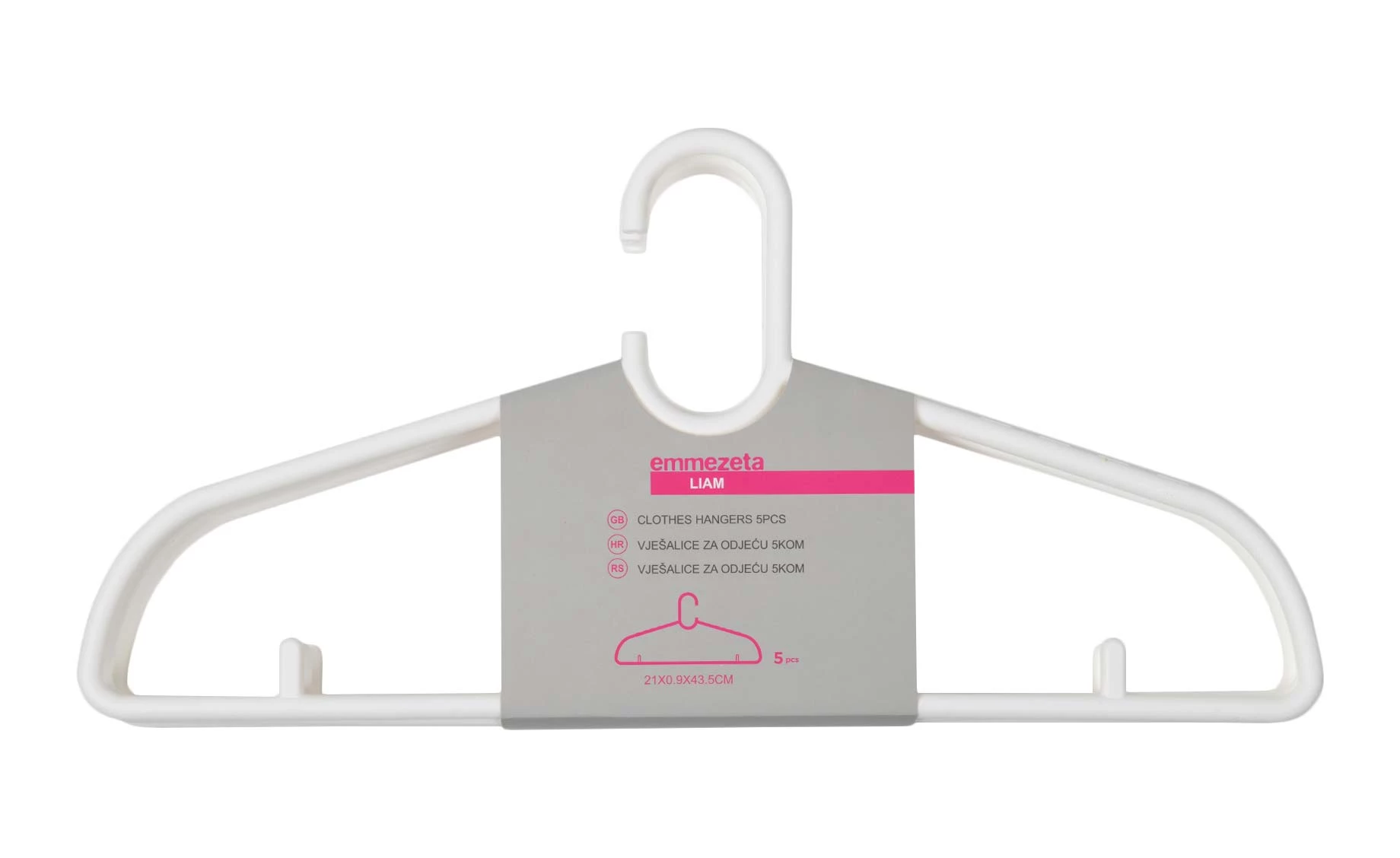 Vešalice za odeću Liam set 5kom bele