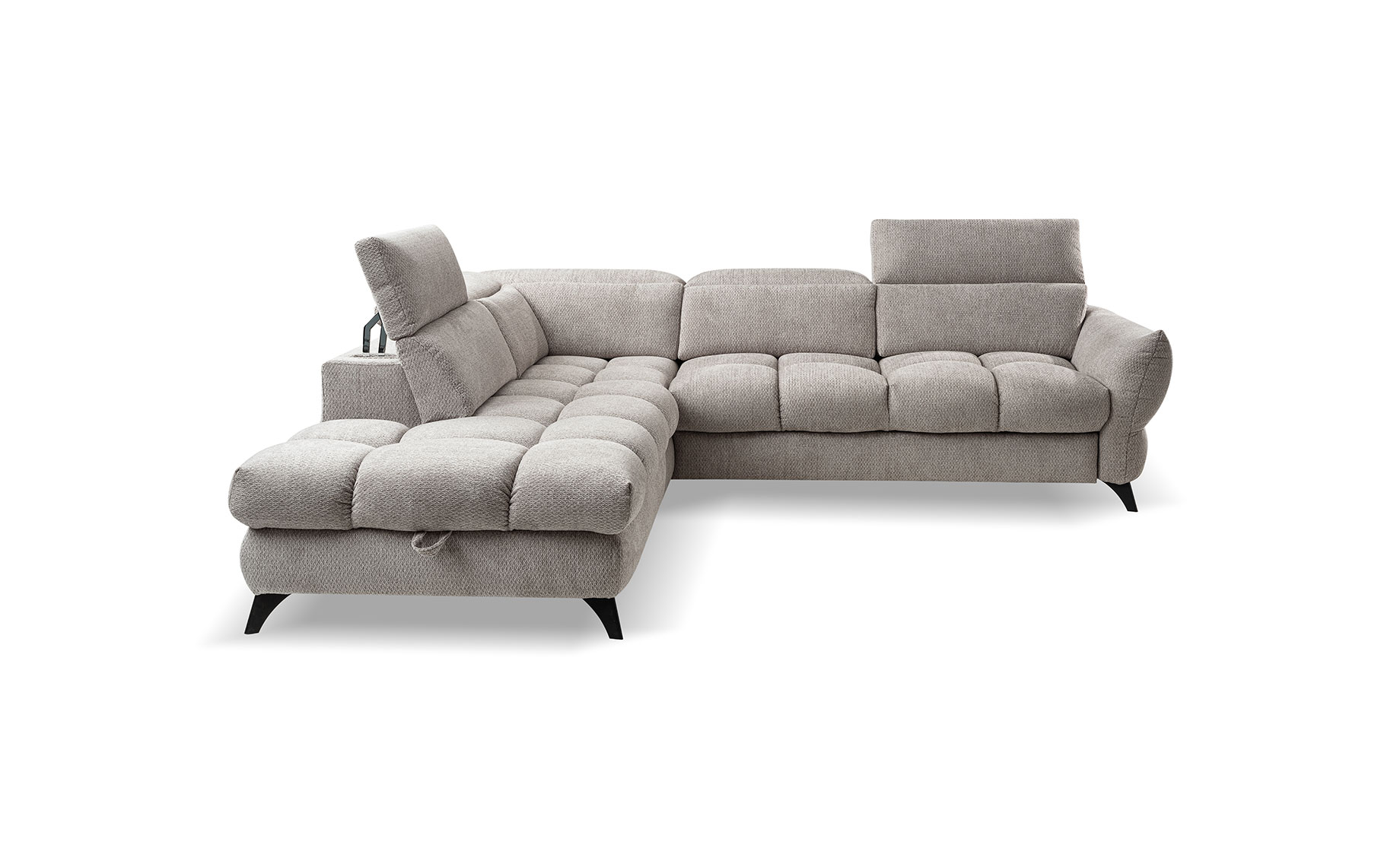 Fubu ugaona garnitura sa ležajem 263x234x73/95 cm svetlo siva leva