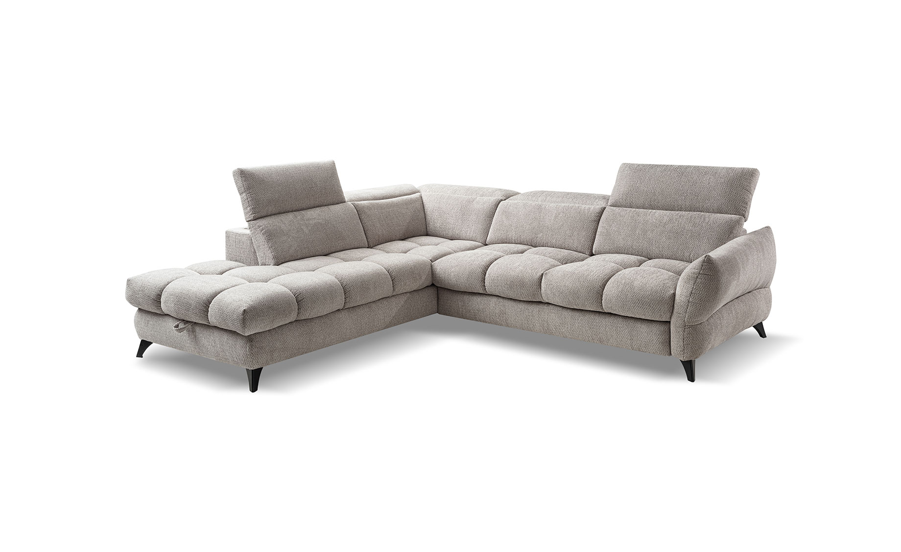 Fubu ugaona garnitura sa ležajem 263x234x73/95 cm svetlo siva leva