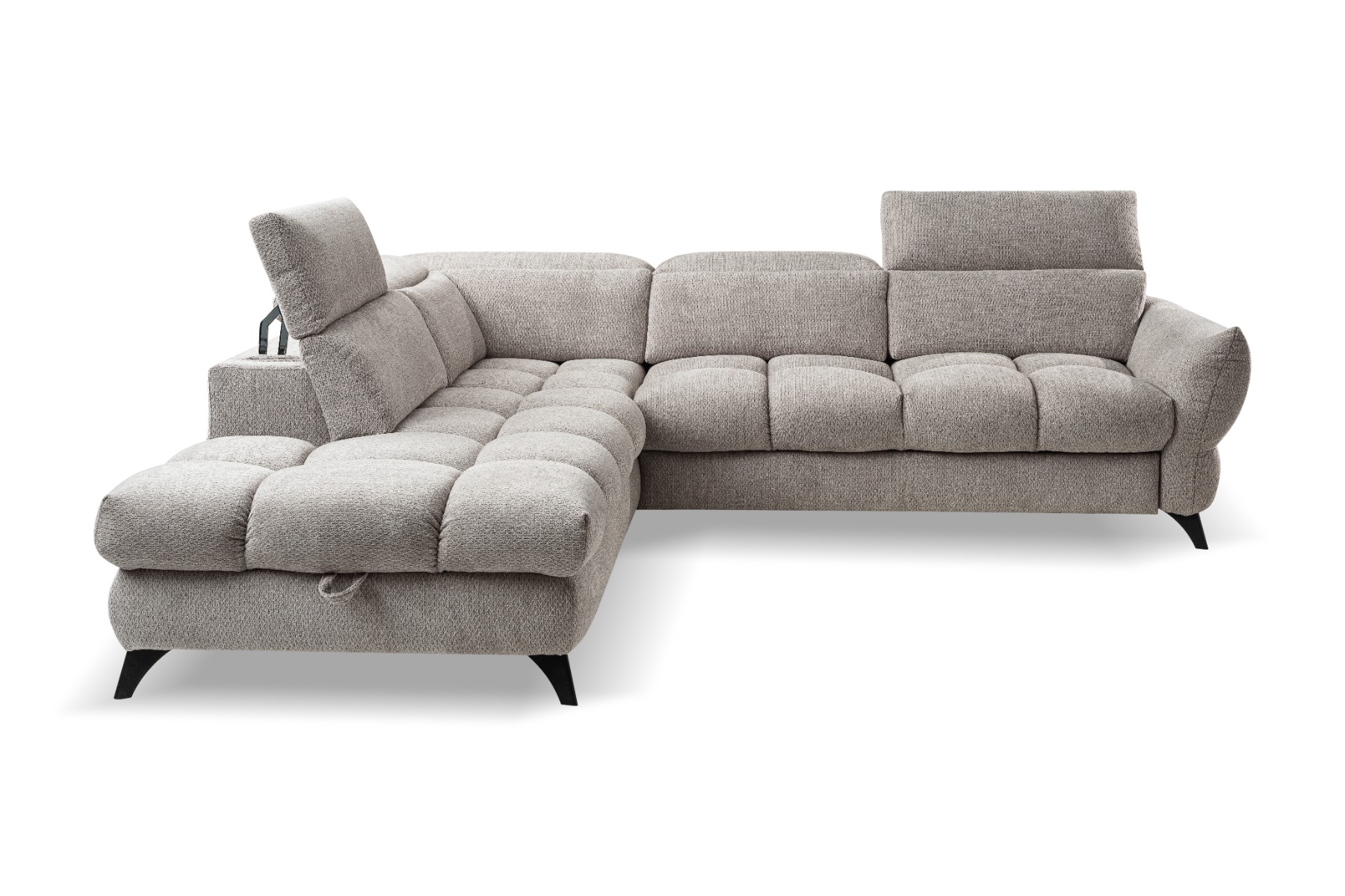 Fubu ugaona garnitura sa ležajem 263x234x73/95 cm svetlo siva leva