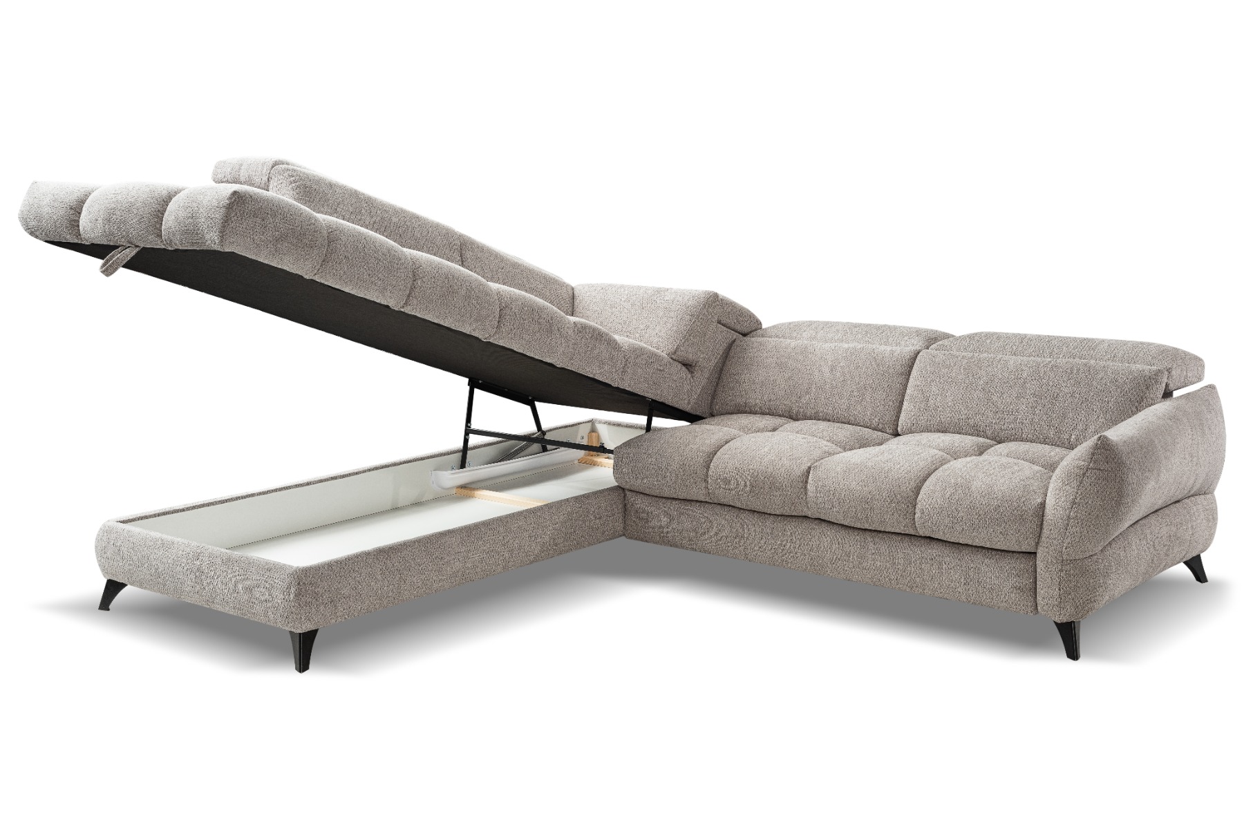 Fubu ugaona garnitura sa ležajem 263x234x73/95 cm svetlo siva leva