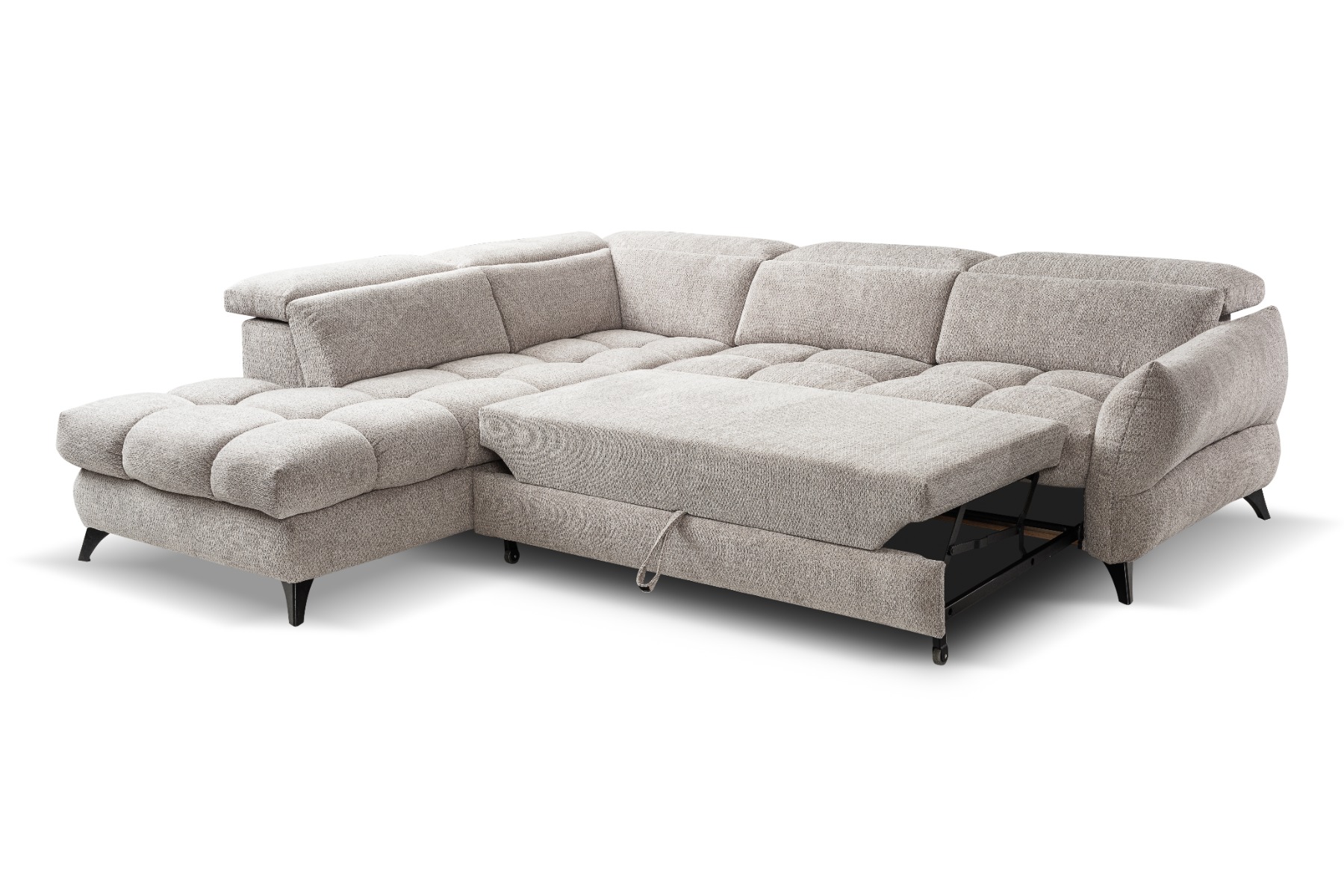 Fubu ugaona garnitura sa ležajem 263x234x73/95 cm svetlo siva leva