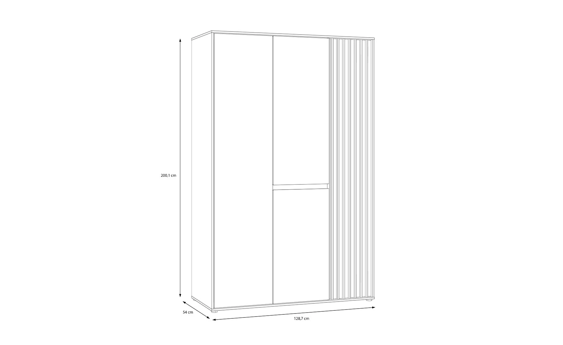 Eliston ormar 3 vrata 128,7x54x200 cm pesak/mauvella hrast