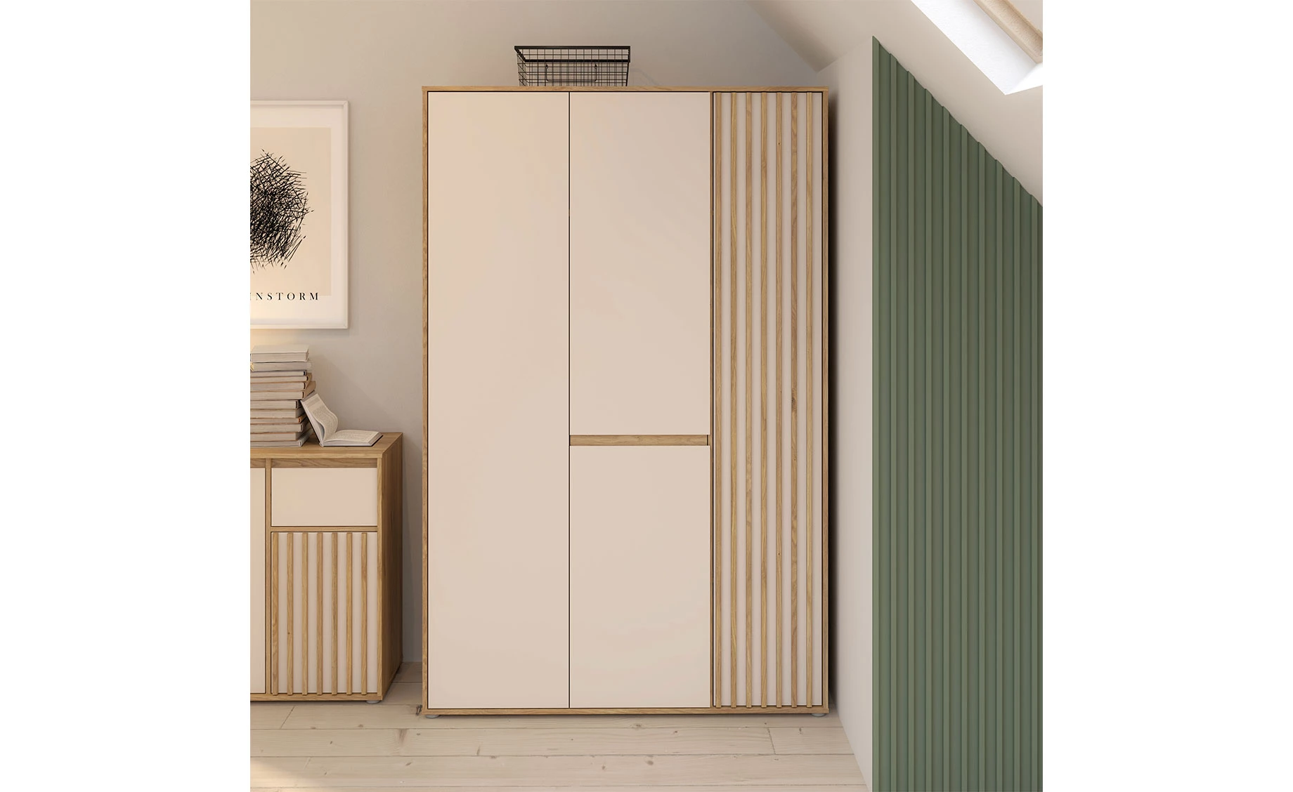 Eliston ormar 3 vrata 128,7x54x200 cm pesak/mauvella hrast