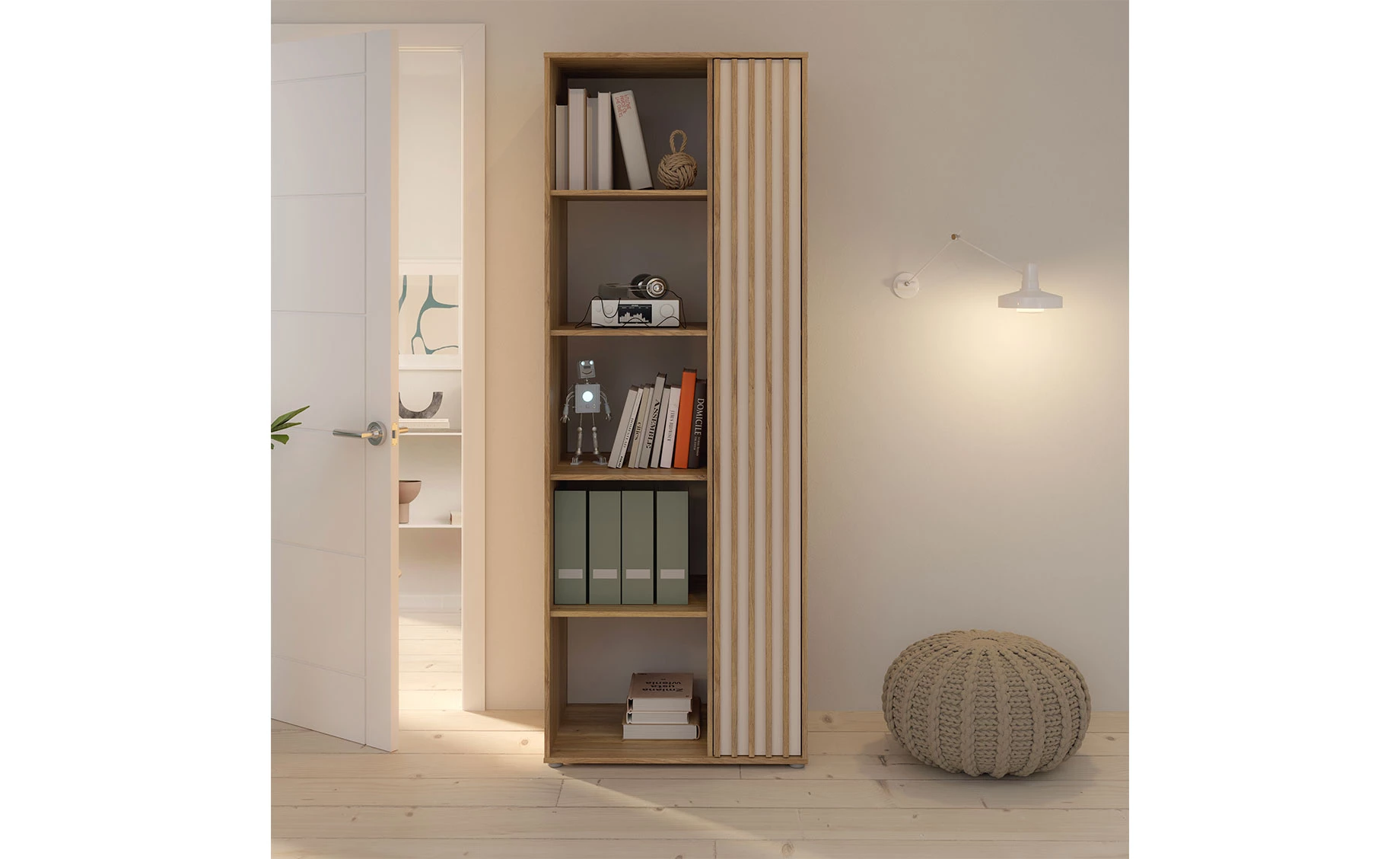 Eliston polica 1 vrata 74x54x200 cm pesak/mauvella hrast univerzalna