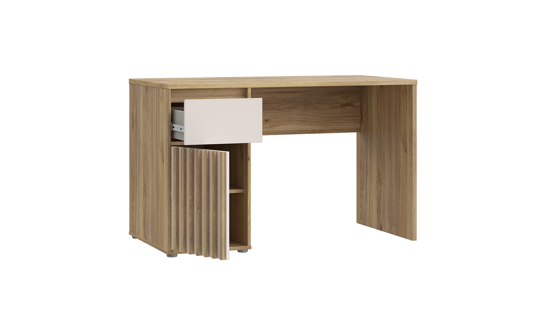 Eliston radni stol 1 vrata + 1 ladica 120x60x74,4 pijesak/mauvella hrast