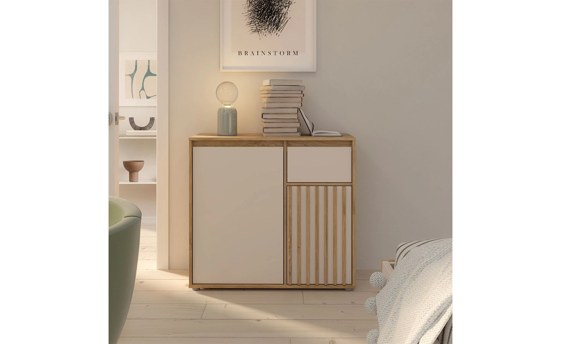 Eliston komoda 2 vrata + 1 fioka 89x41,5x81,7 cm pesak/mauvella hrast