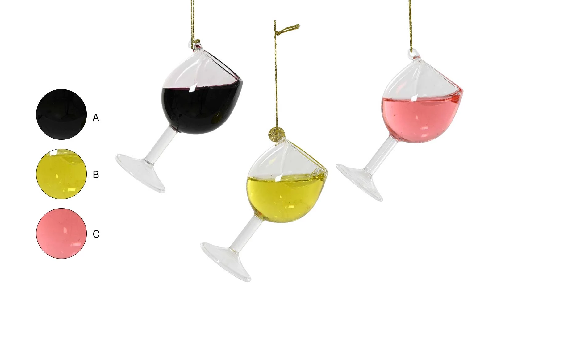 Stakleni ukras wine glass 9.9cm sort 3