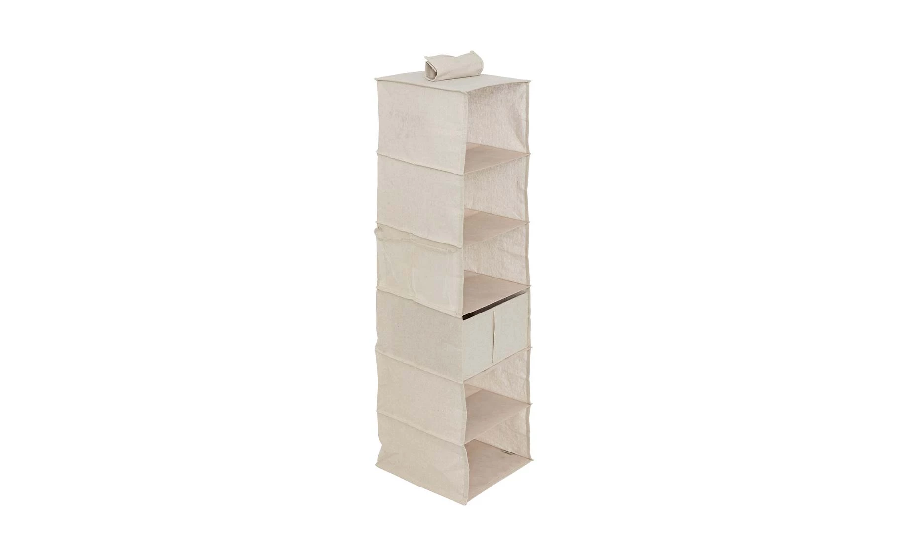 Sklopivi viseći organizator za odlaganje sa 6 pregrada + 1 korpa Vanilla 30x30x127cm bež