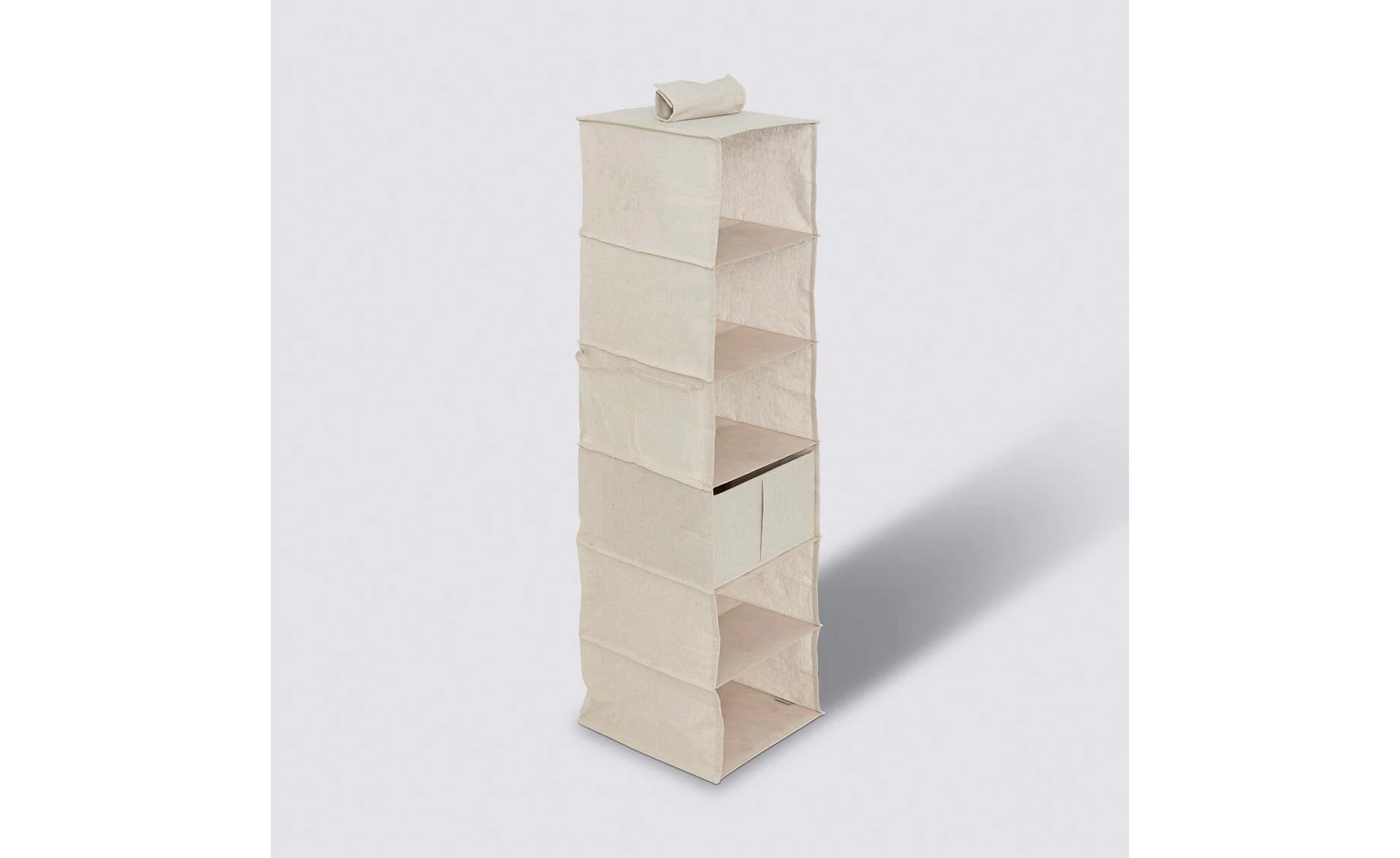 Sklopivi viseći organizator za odlaganje sa 6 pregrada + 1 korpa Vanilla 30x30x127cm bež