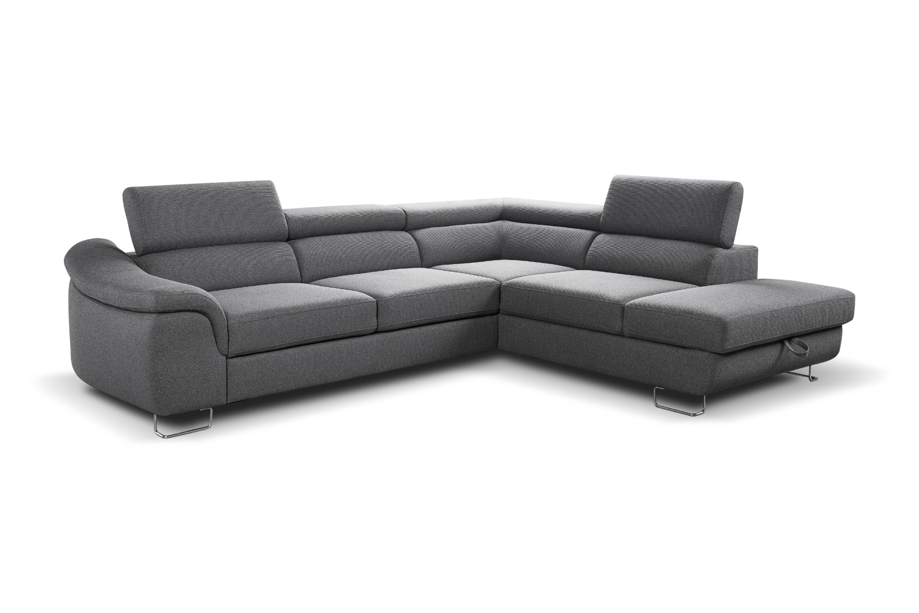Lavos ugaona garnitura sa ležajem i prostorom za odlaganje 272x219x85 cm siva desna
