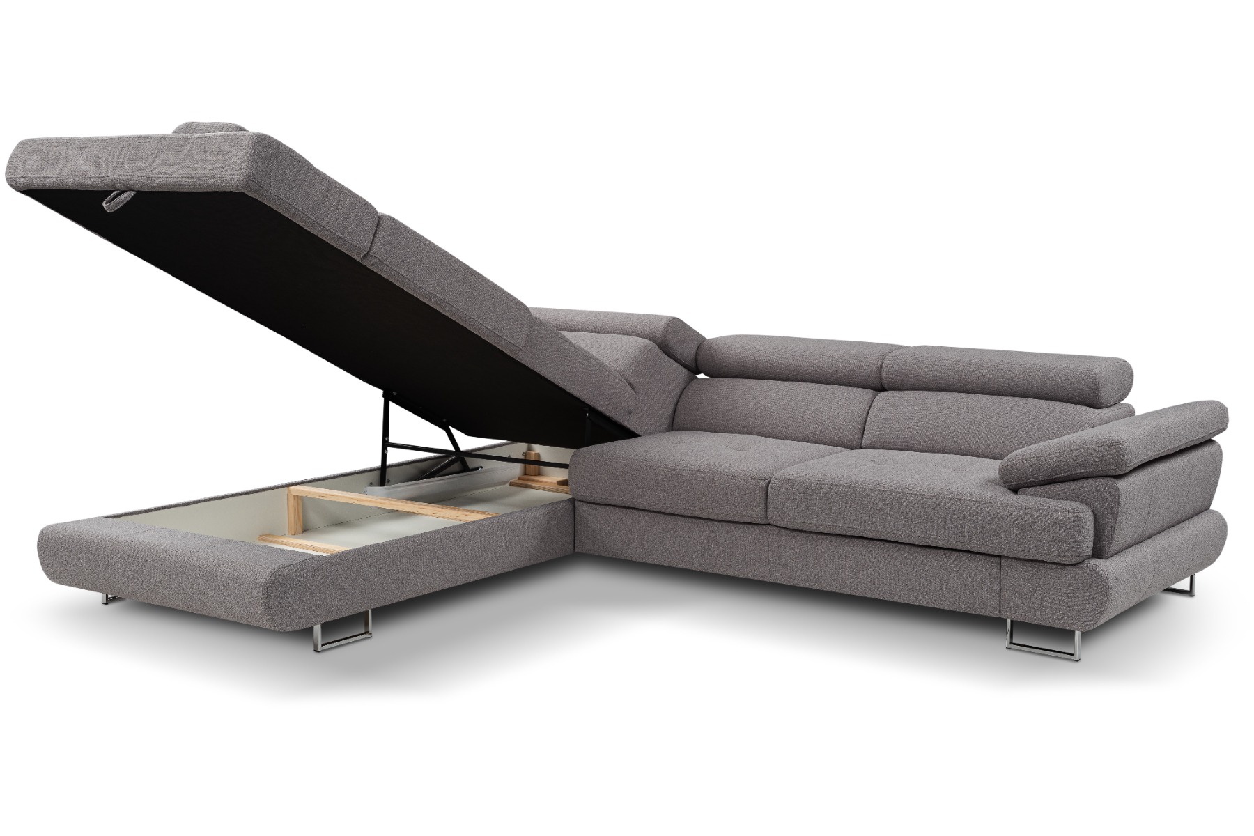 Stelvio ugaona garnitura sa ležajem 275x225x71 cm svetlo siva leva