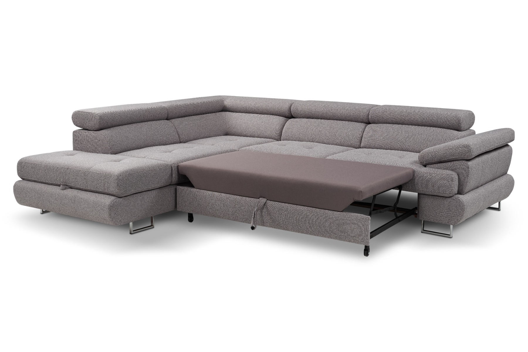Stelvio ugaona garnitura sa ležajem 275x225x71 cm svetlo siva leva