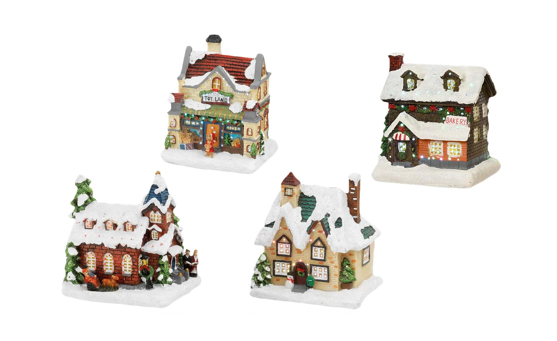 Dekoracija Xmas village 9x11x12.5cm sort 4