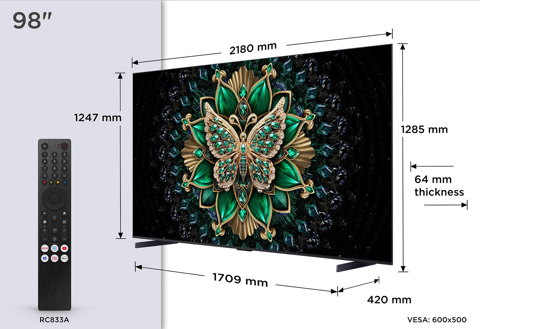 TCL 98C6K 98" (249cm) 4K UHD QD MiniLed Google