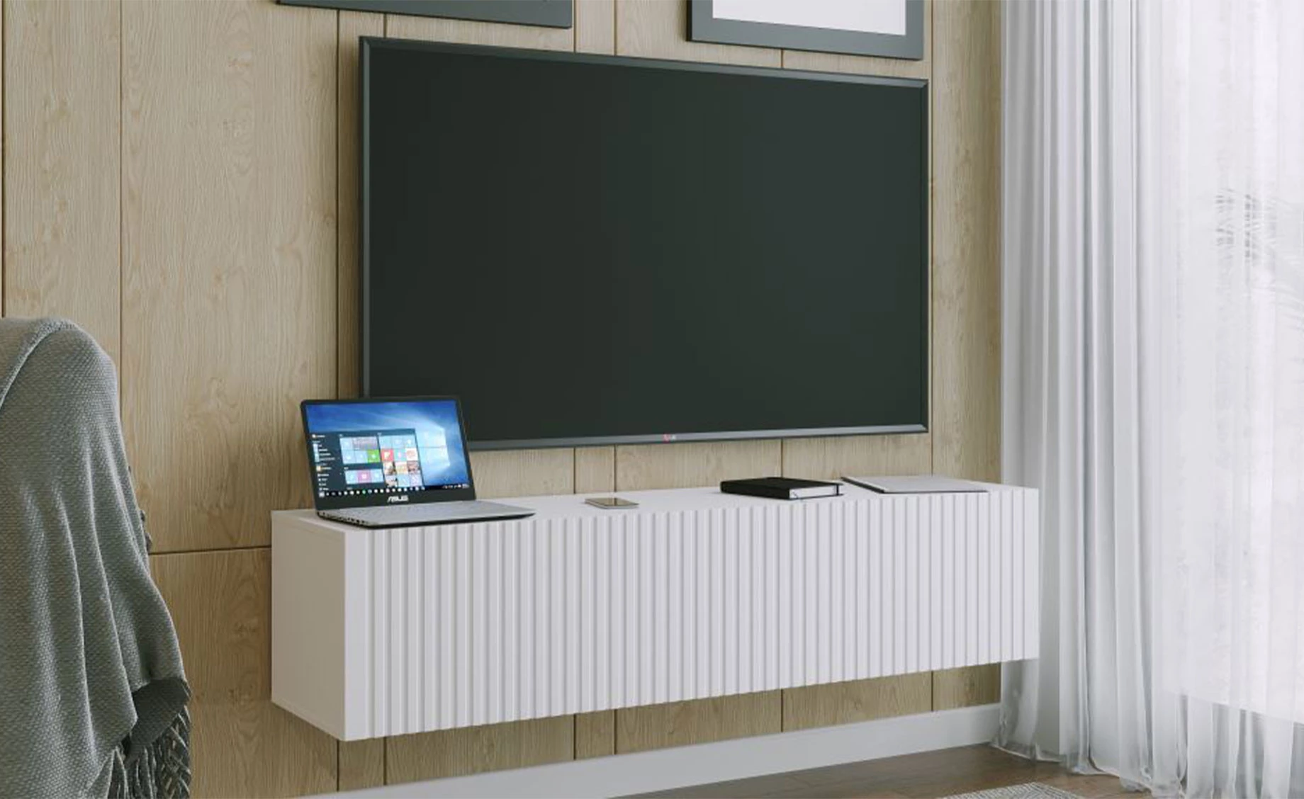 Joy tv komoda 1 vrata 150x38x35 cm mat bela