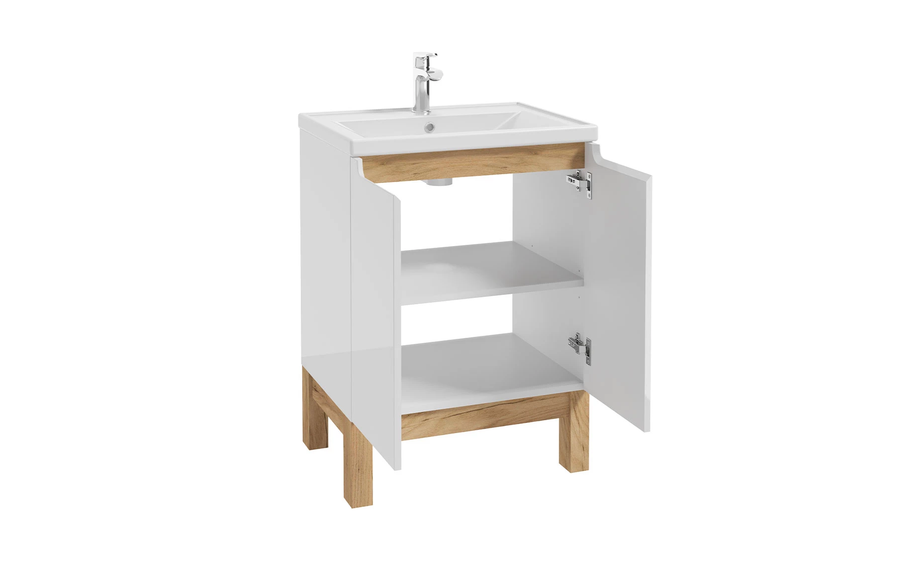 Space kupatilska baza sa umivaonikom 2V 60x40x86 cm bela/natur