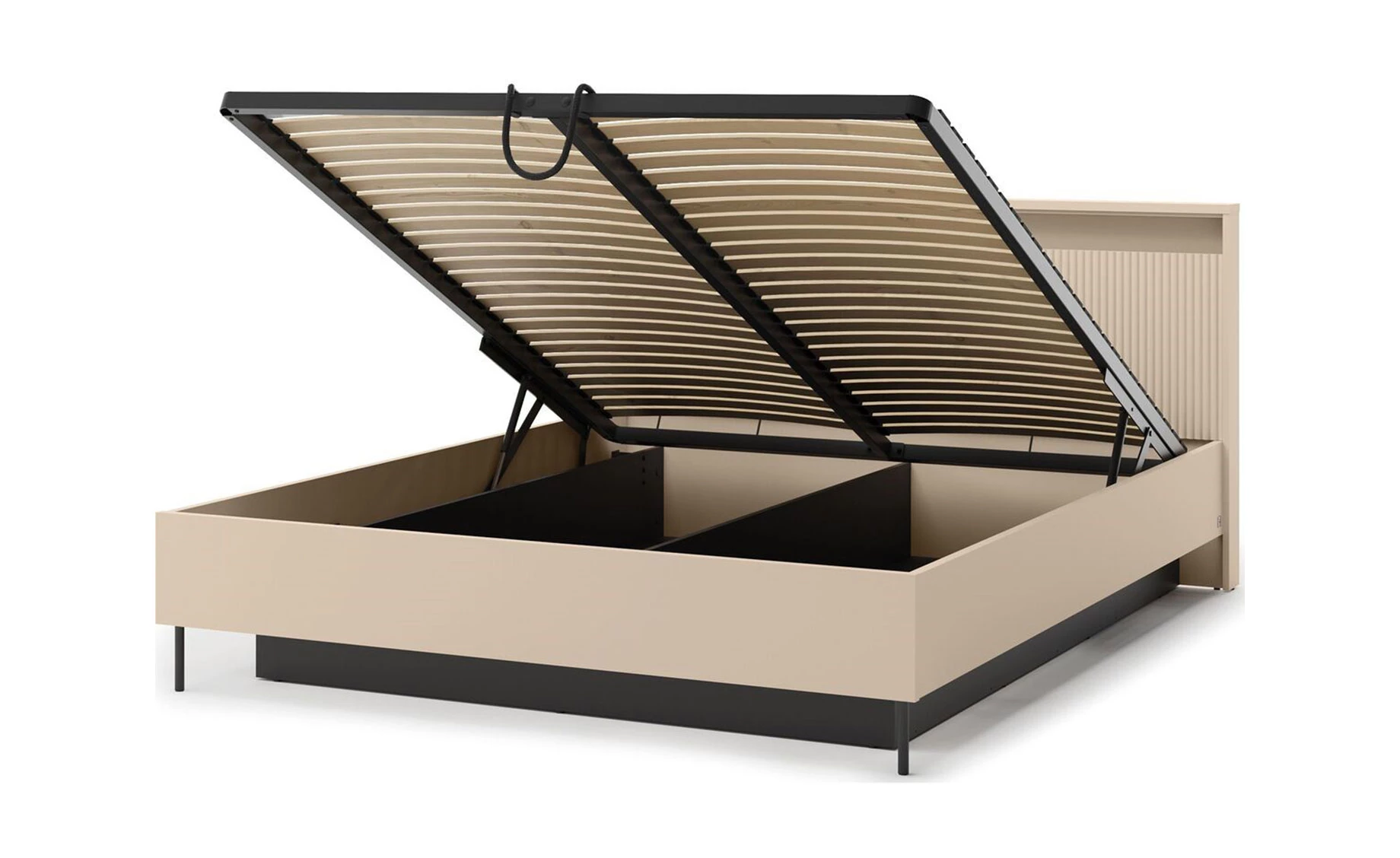 Trend krevet podnica + prostor za odlaganje + LED rasveta 170x214x95 cm bež/crna