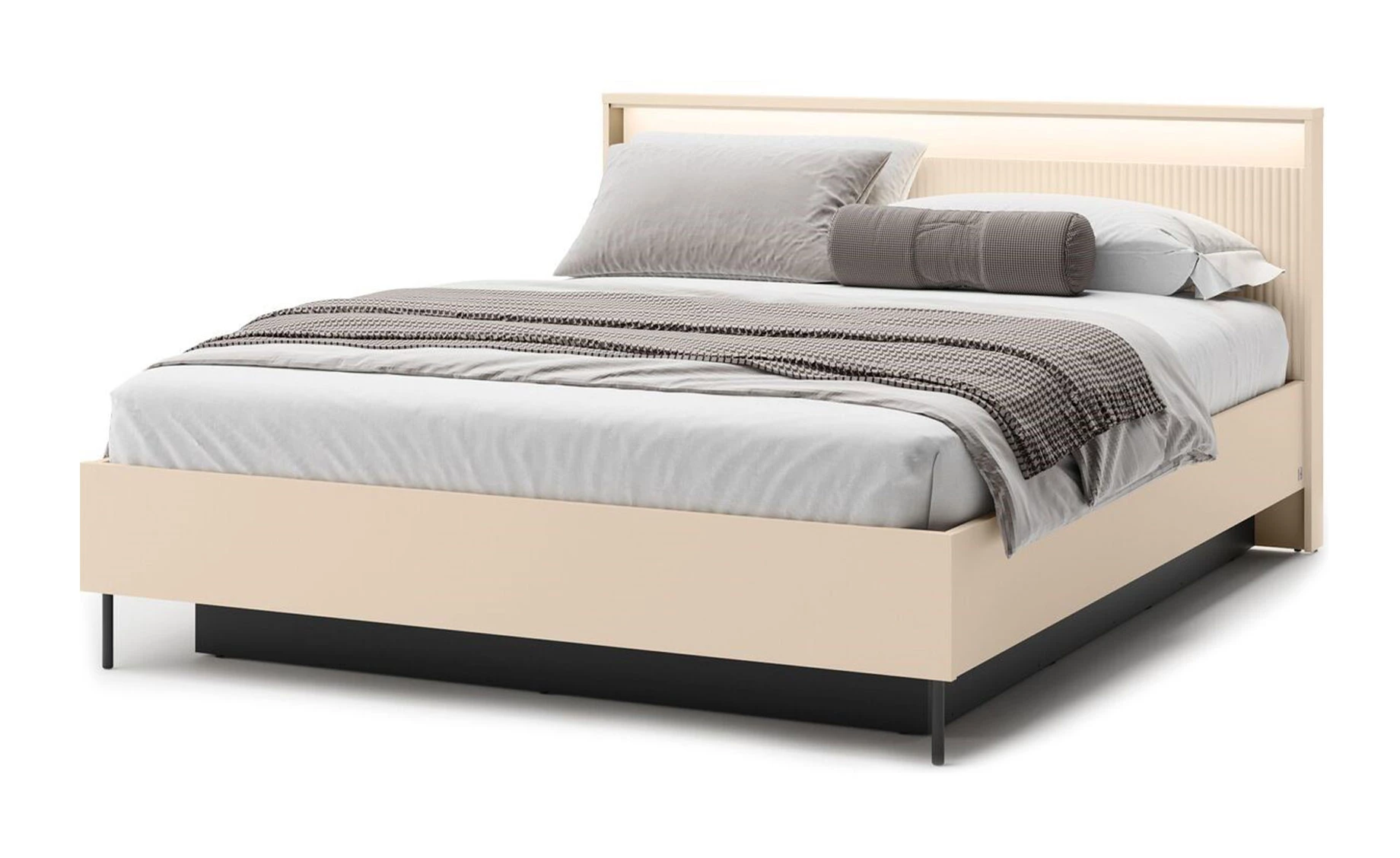 Trend krevet podnica + prostor za odlaganje + LED rasveta 170x214x95 cm bež/crna