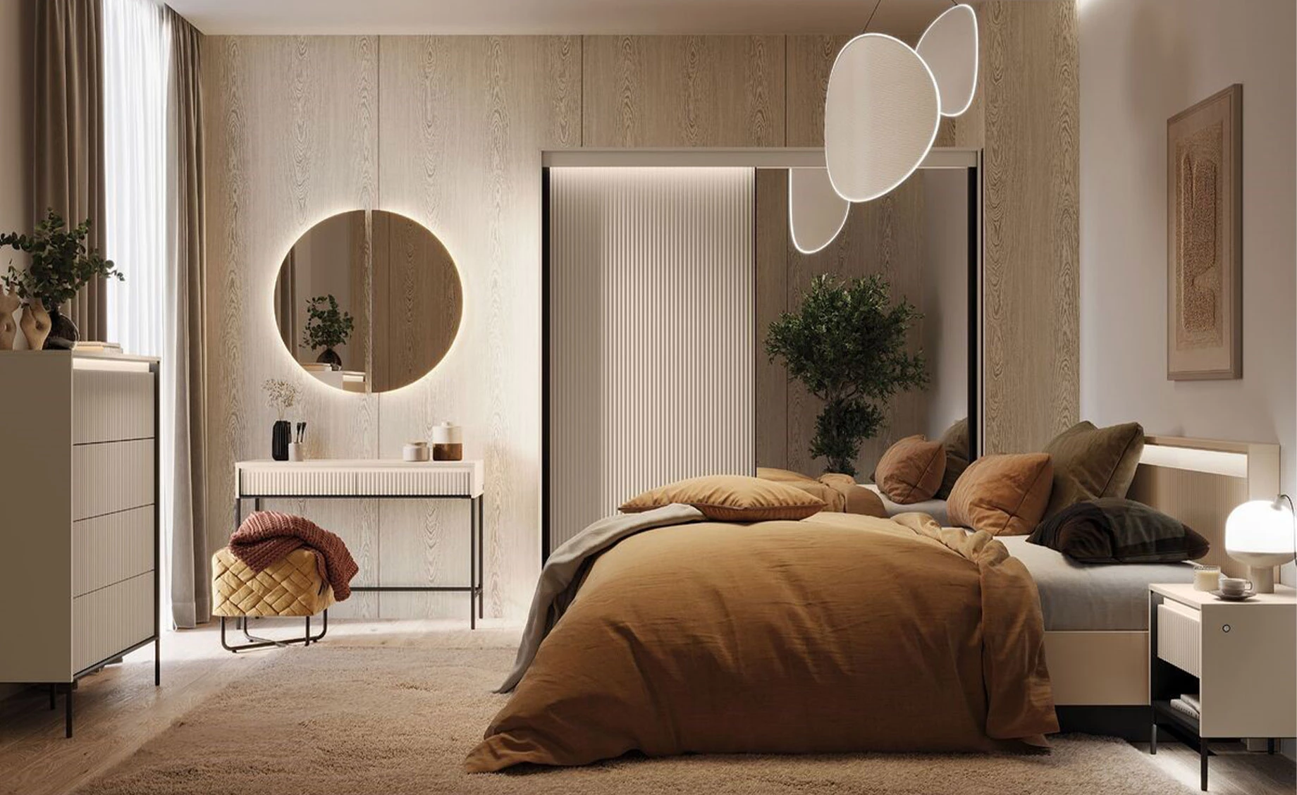 Trend krevet podnica + prostor za odlaganje + LED rasveta 170x214x95 cm bež/crna