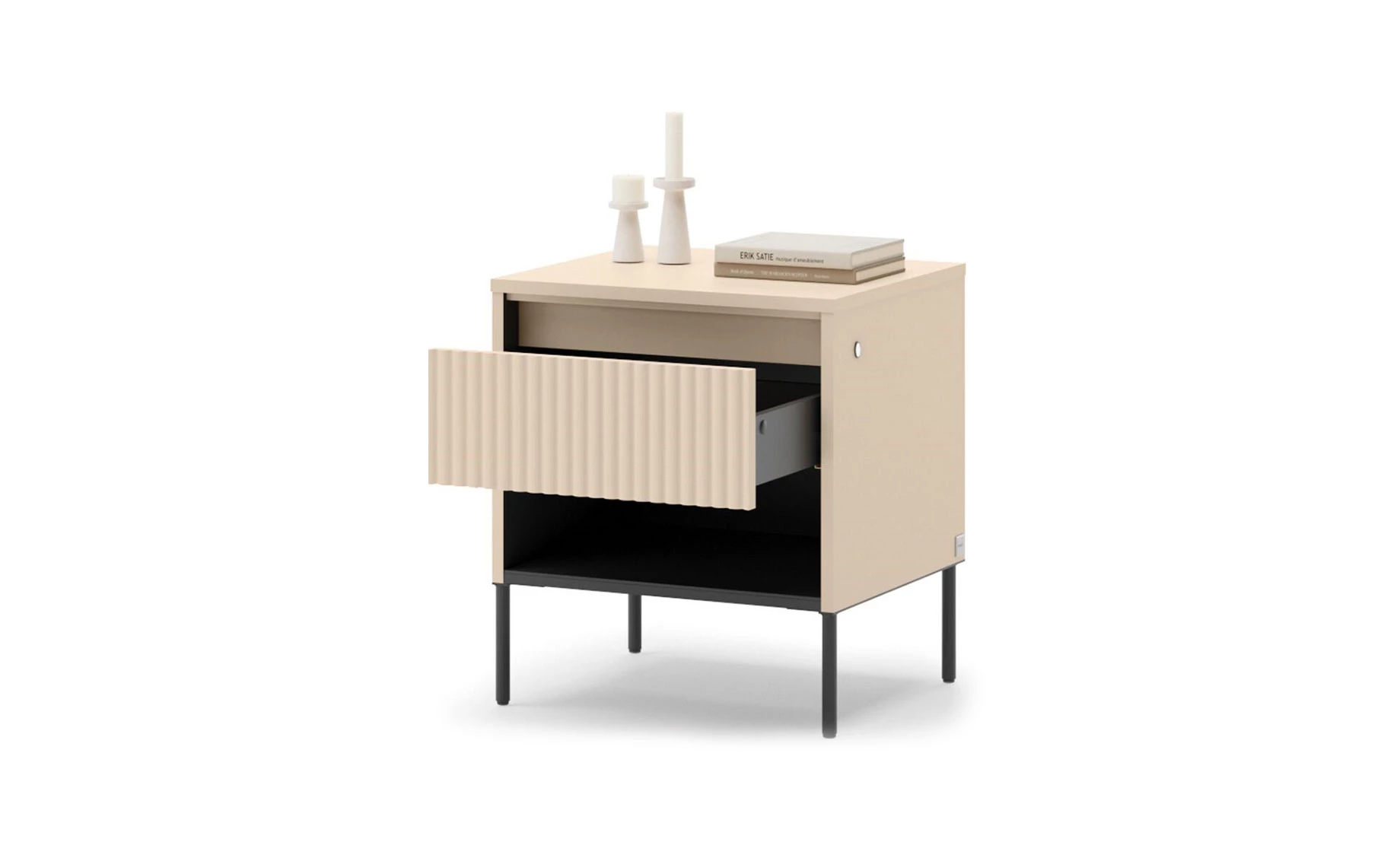 Trend noćni ormarić 1 fioka + 1 polica 46x40x52 cm bež/crna