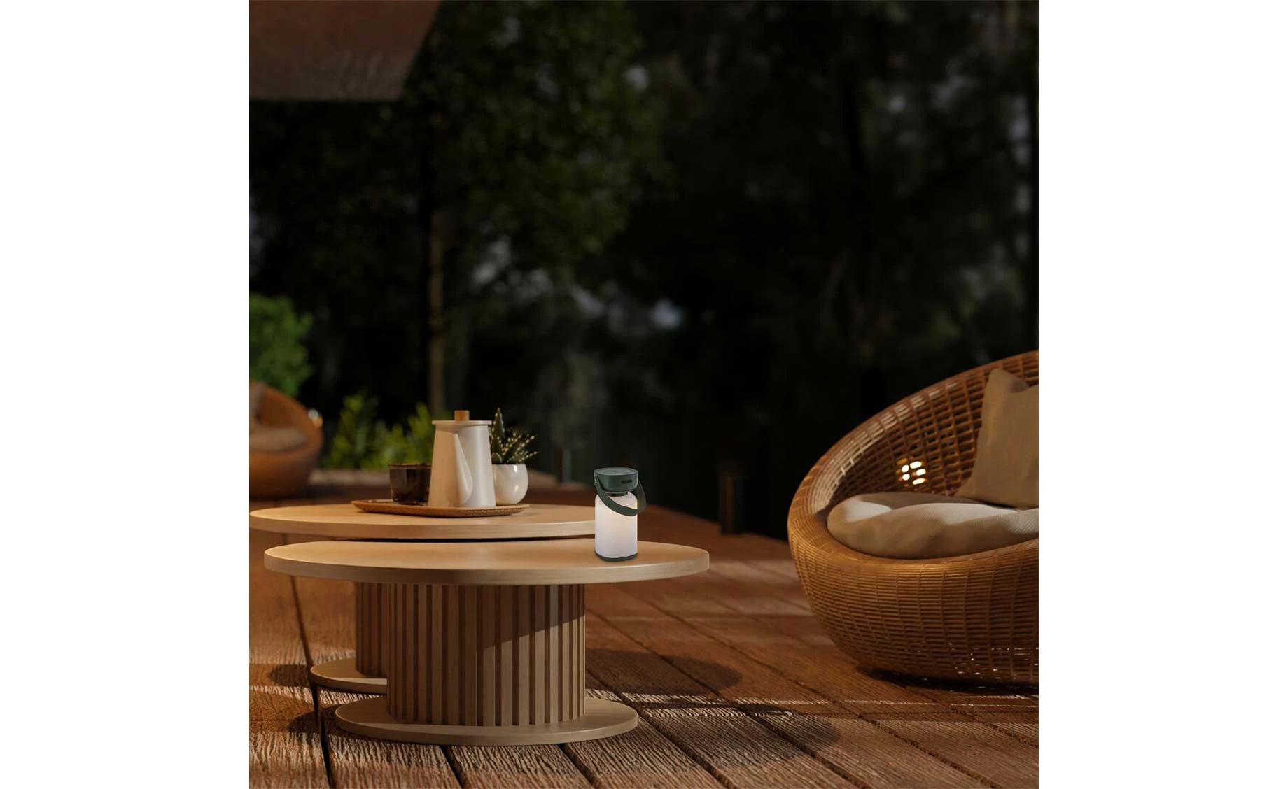 Spoljna stona lampa Funes LED zelena