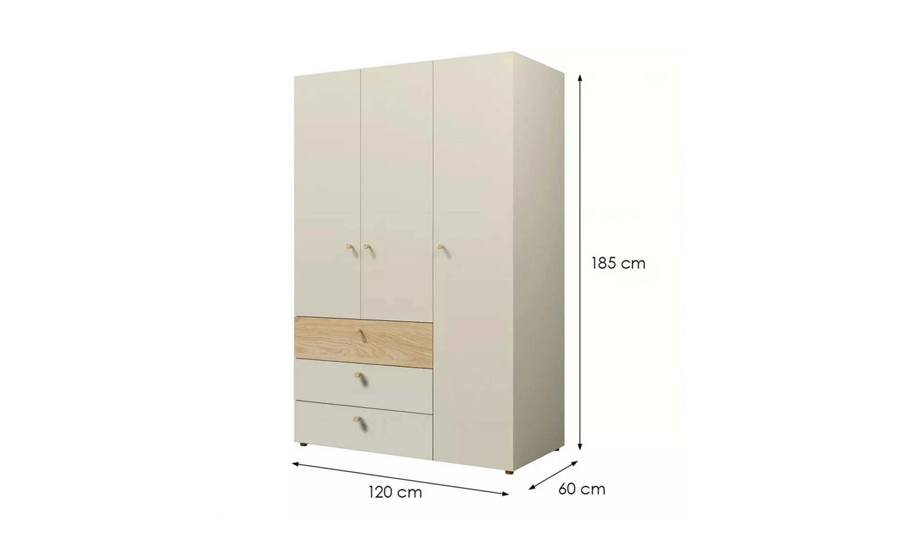 Yuki ormar otklopni 3 vrata + 3 fioke 120x60x185 cm bež