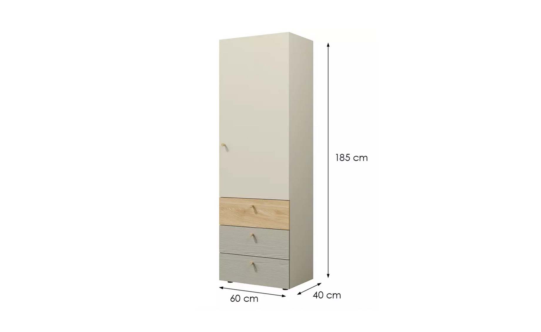 Yuki ormar otklopni 1 vrata + 3 fioke 60x40x185 cm bež