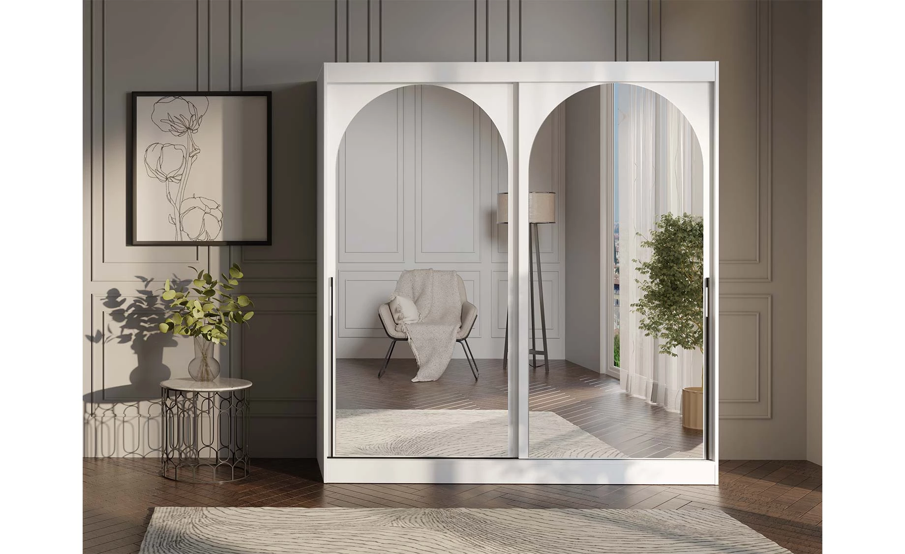 Modin klizni ormar 2V+2OGL. 200X65X215 cm bijeli