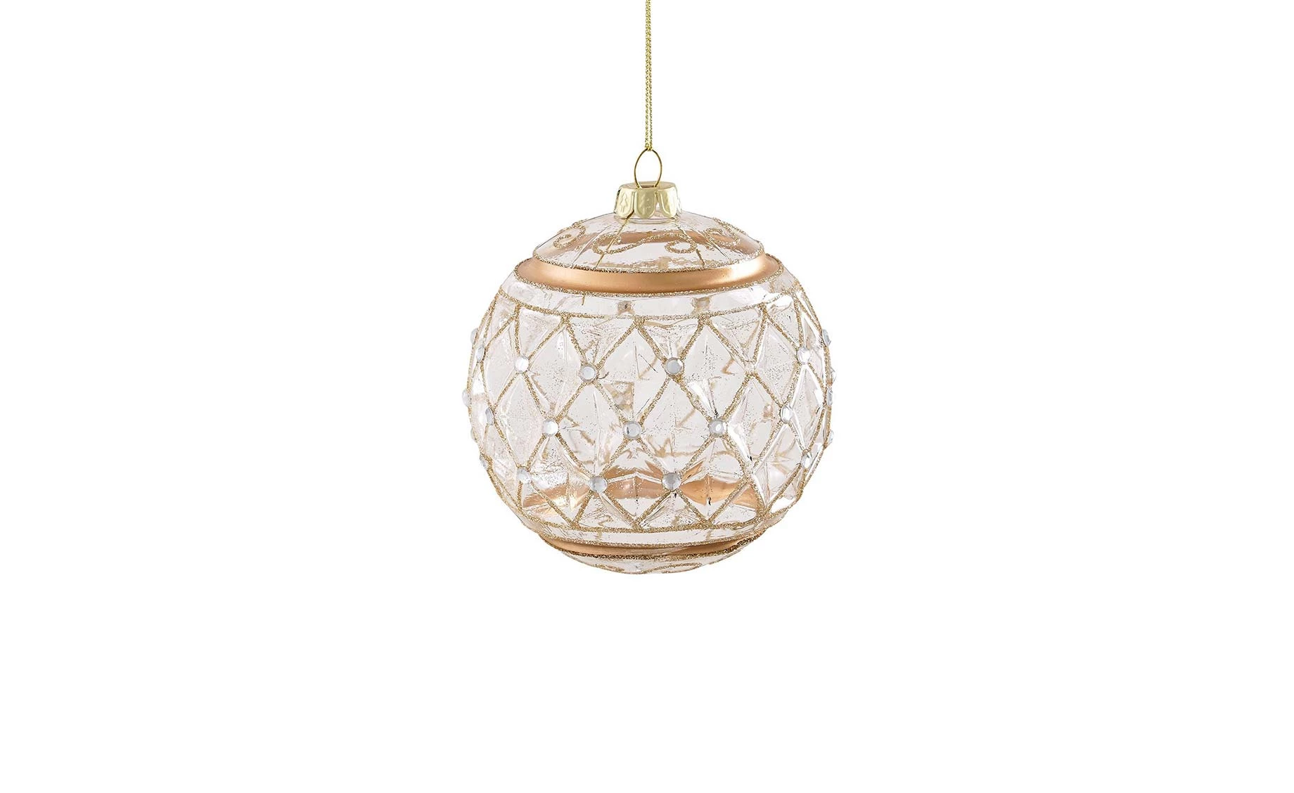 Staklena kugla Ornament transparent/gold 10cm sort 3