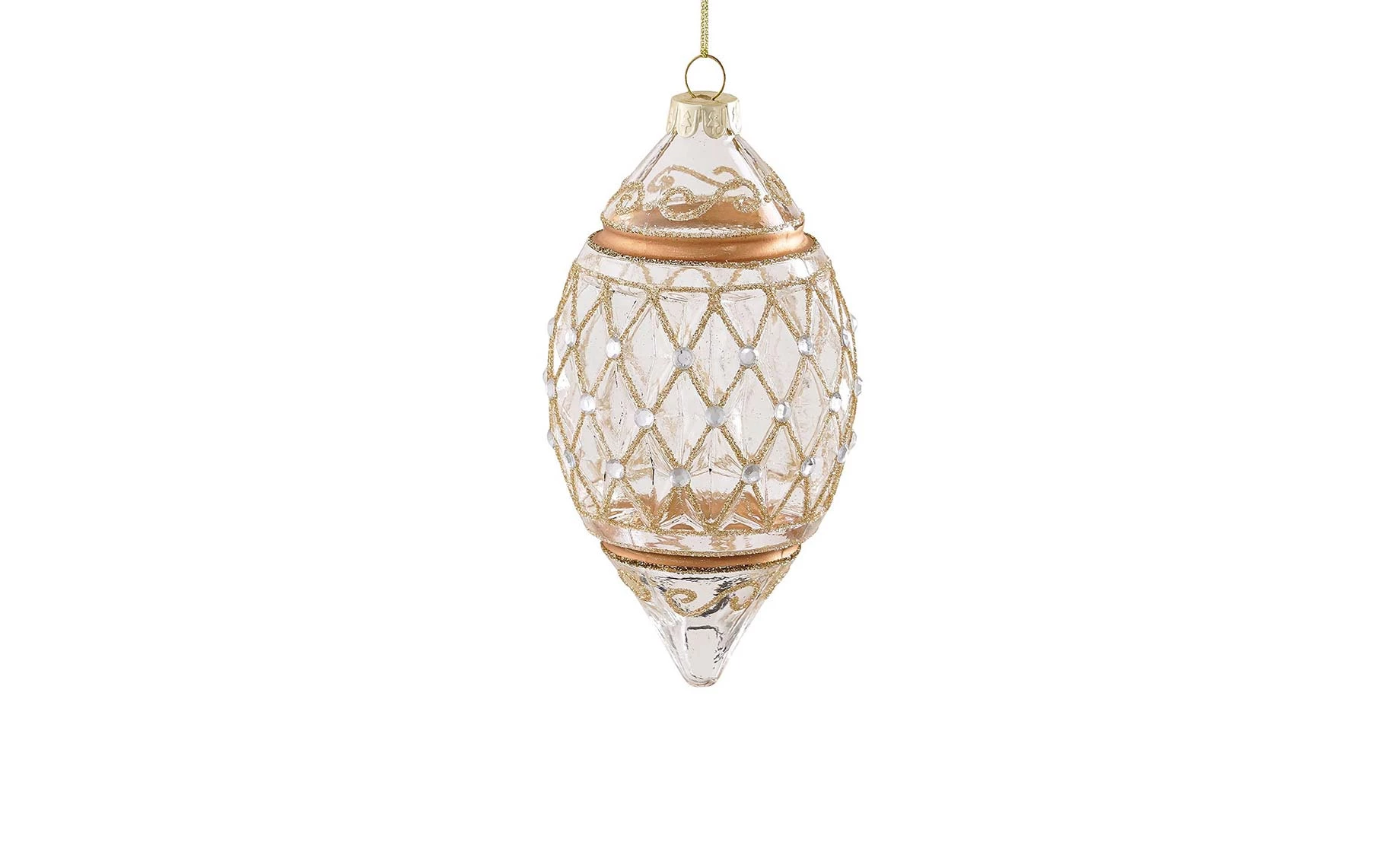 Staklena kugla Ornament transparent/gold 10cm sort 3