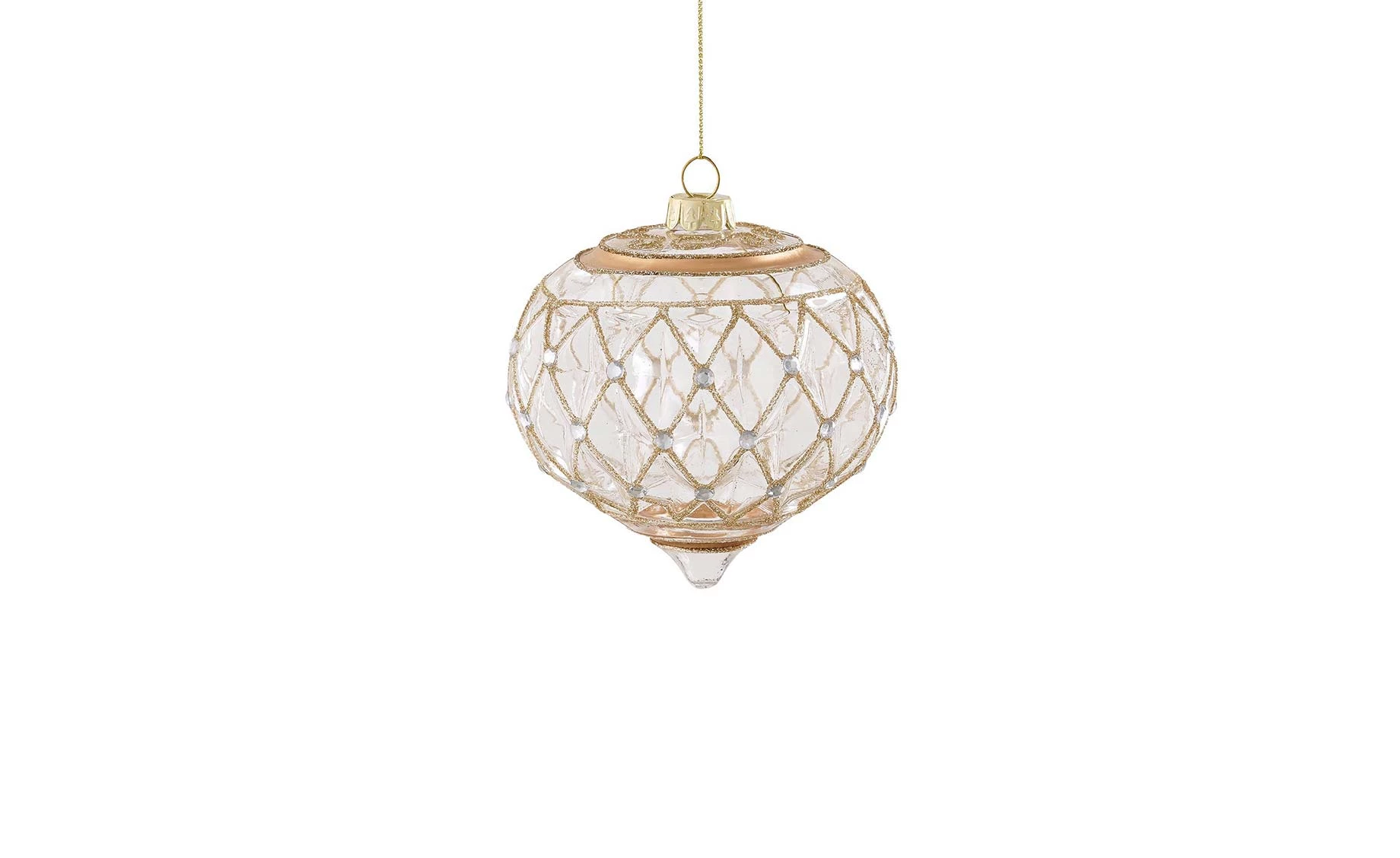 Staklena kugla Ornament transparent/gold 10cm sort 3