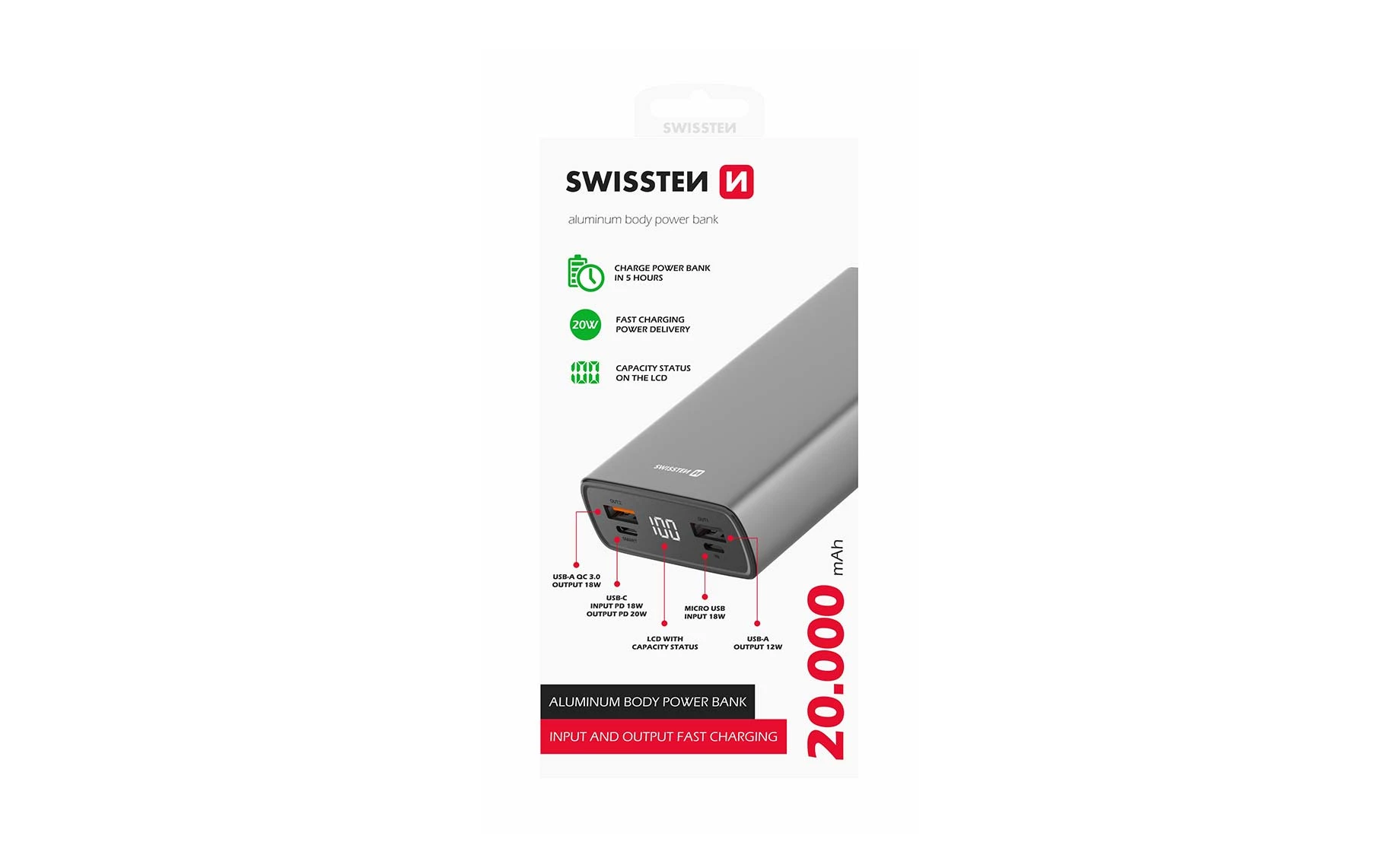 Swissten SWT 22013916 power bank 20000mAh