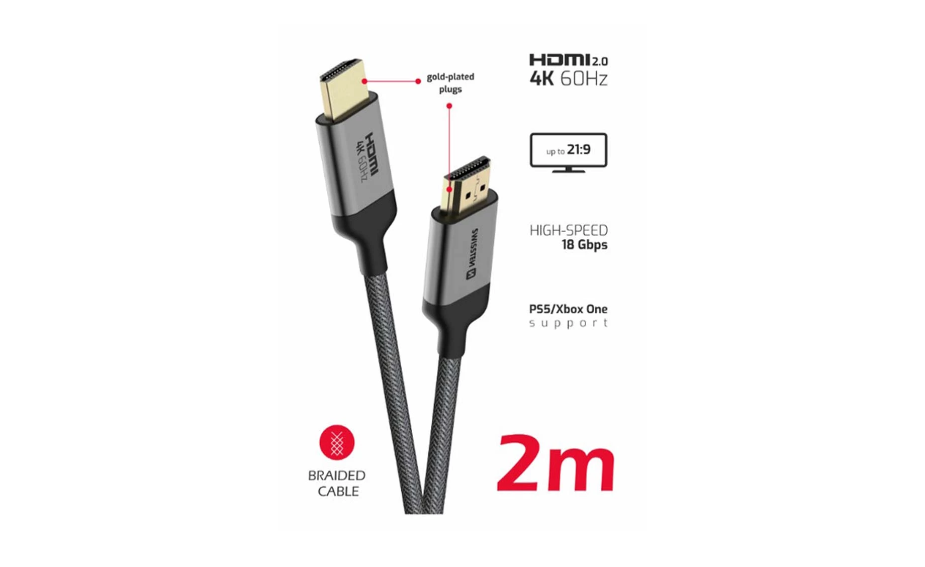 Swissten SWT 75501102 hdmi kabel , pozlaćeni , 2m