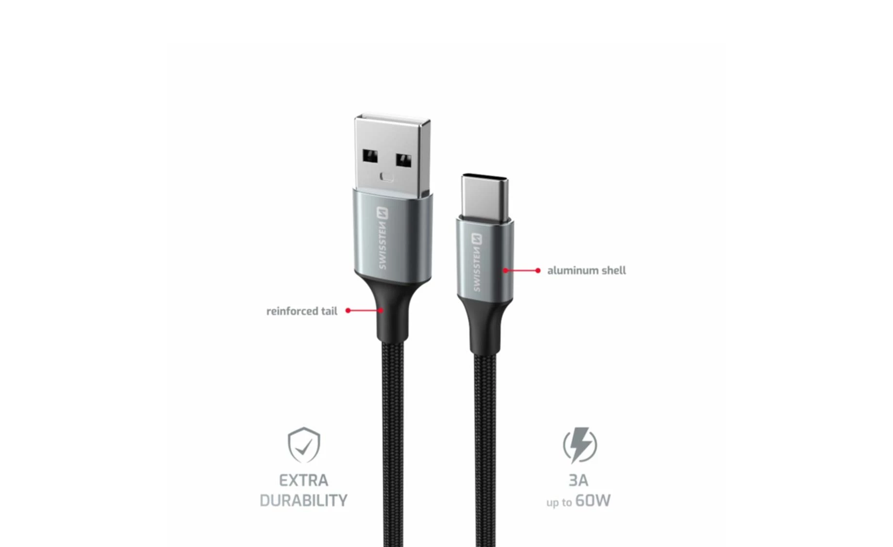 Swissten SWT 71521309 USB/USB-C kabel , 1.5m , crno-sivi