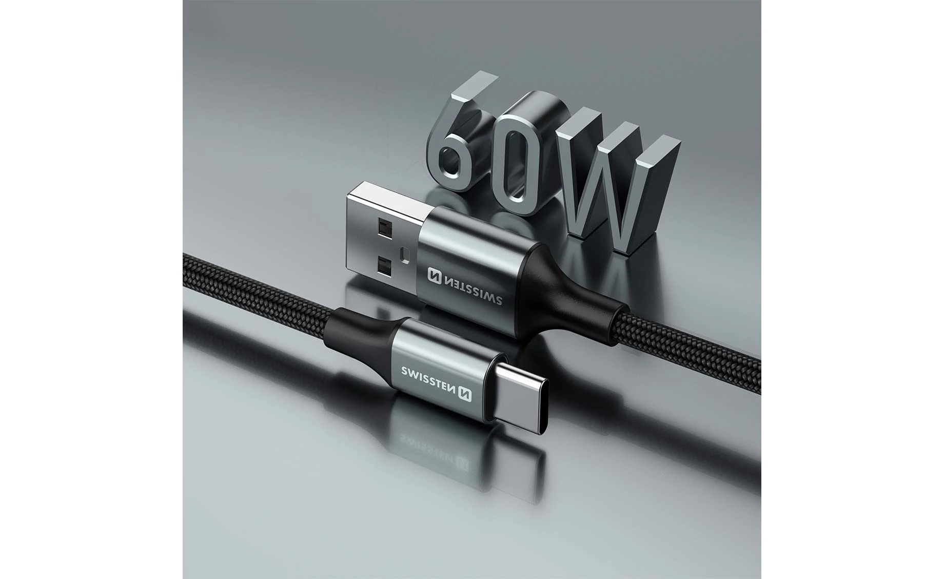 Swissten SWT 71521309 USB/USB-C kabel , 1.5m , crno-sivi