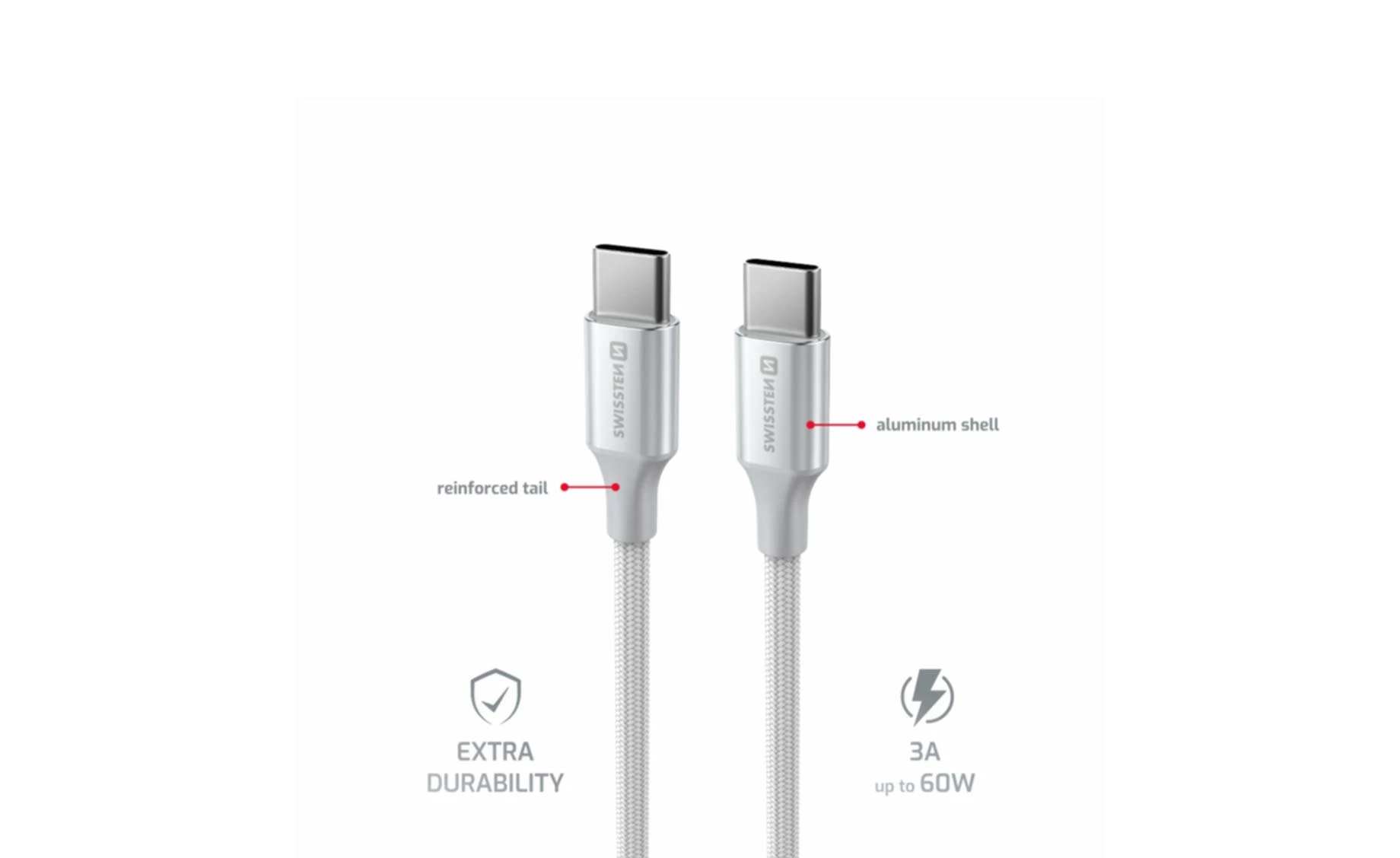 Swissten SWT 71528204 USB-C/USB-C kabel , 1.5m , bijelo-srebrni