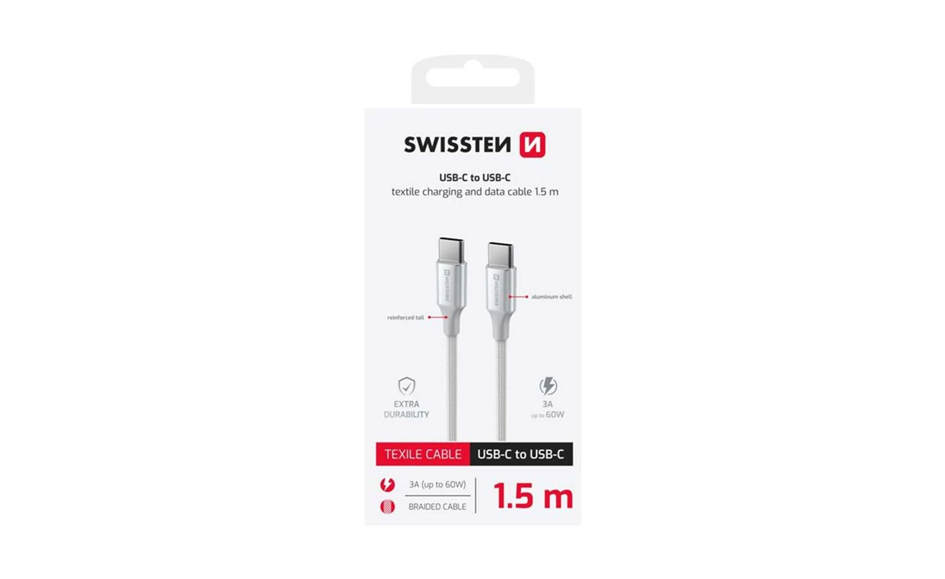 Swissten SWT 71528204 USB-C/USB-C kabel , 1.5m , bijelo-srebrni
