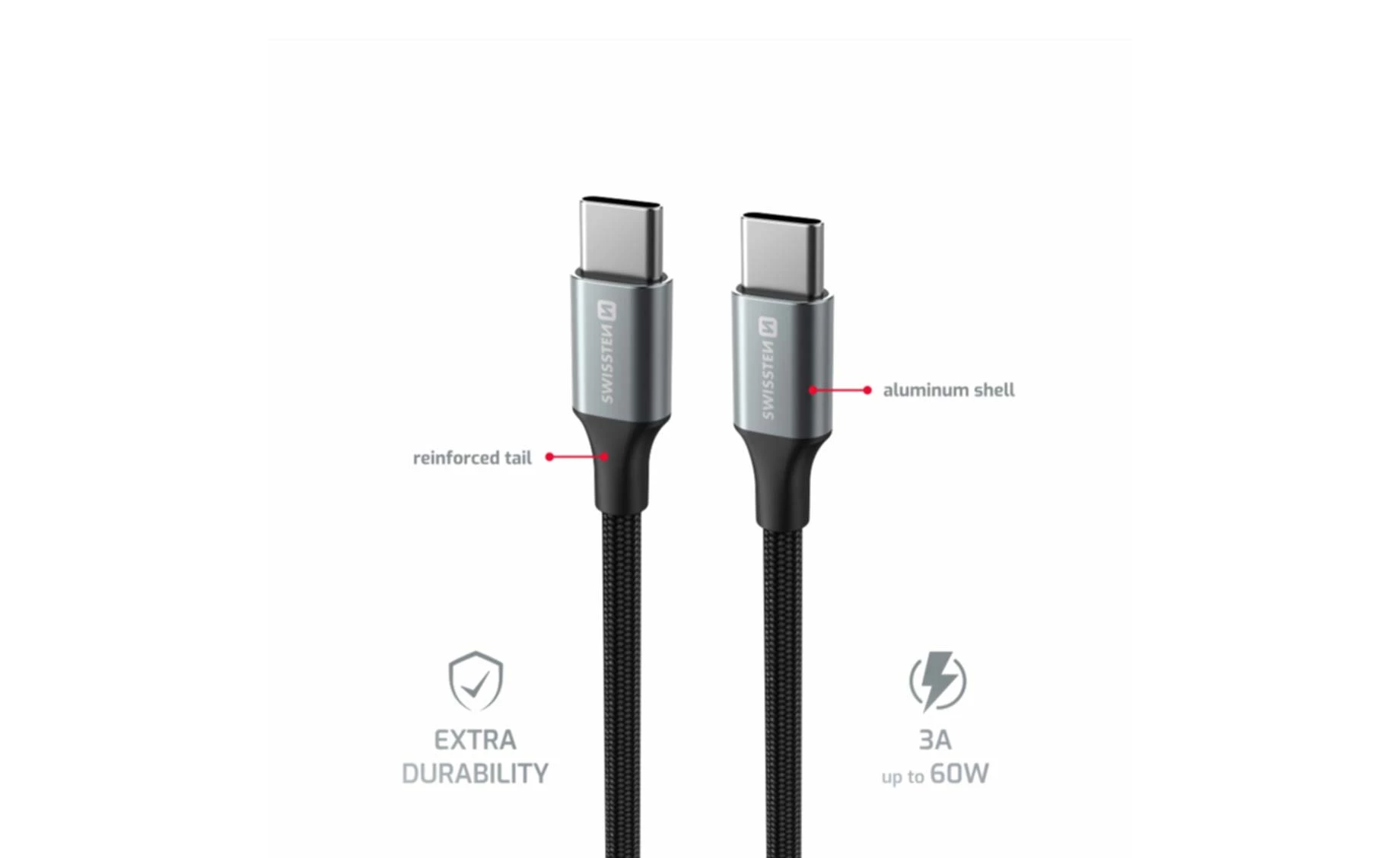 Swissten SWT 71528203 USB-C/USB-C kabel , 1.5m , crno-sivi